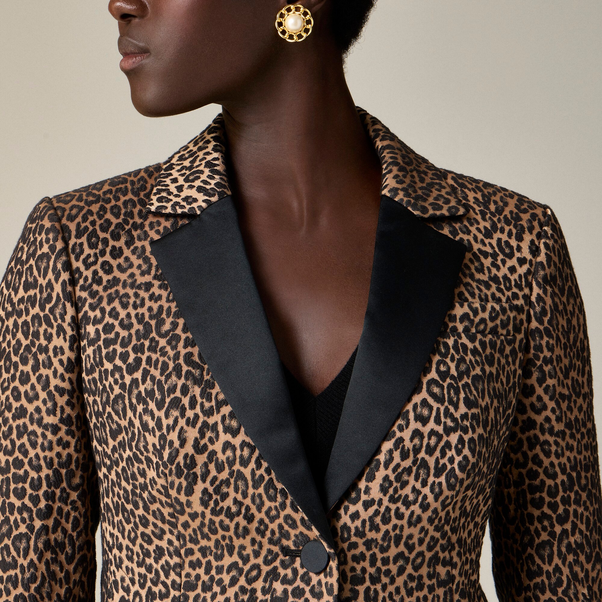 Collection shrunken-fit blazer in leopard-print jacquard