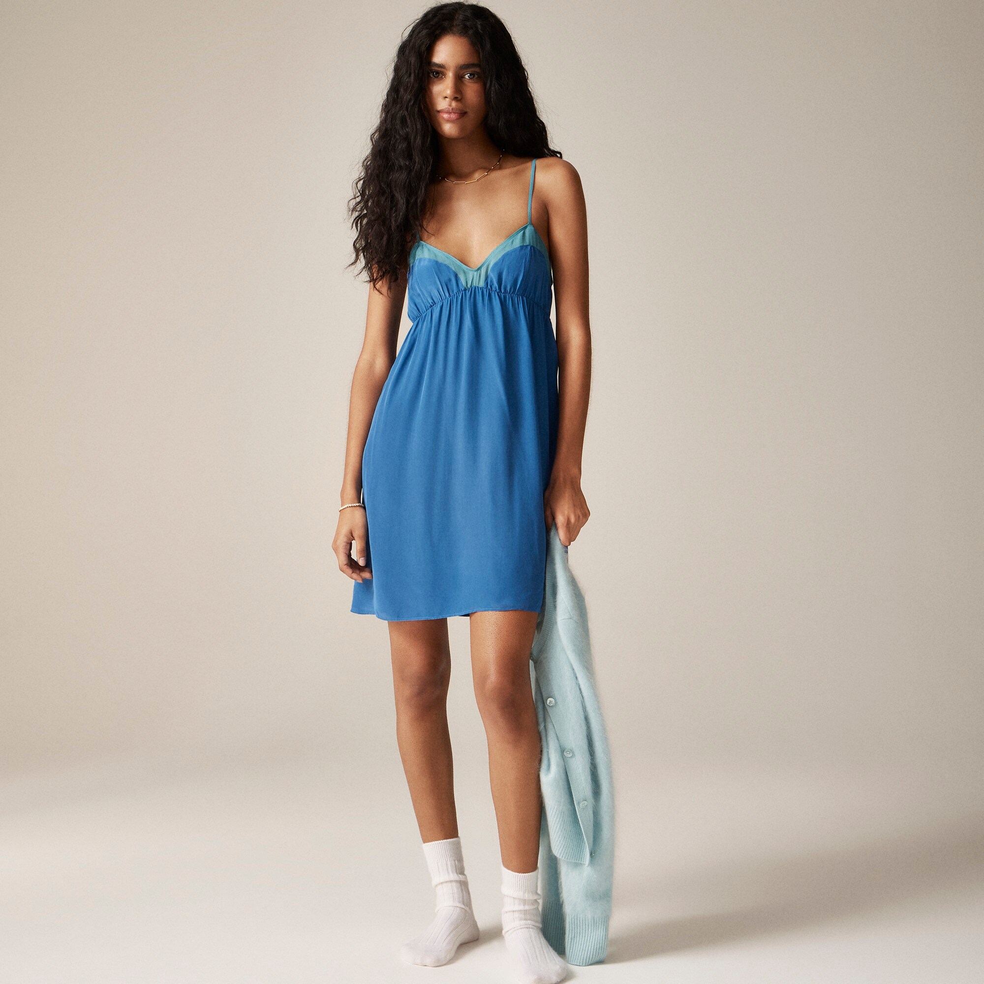 Araks X J.Crew mini slip dress in crepe de chine