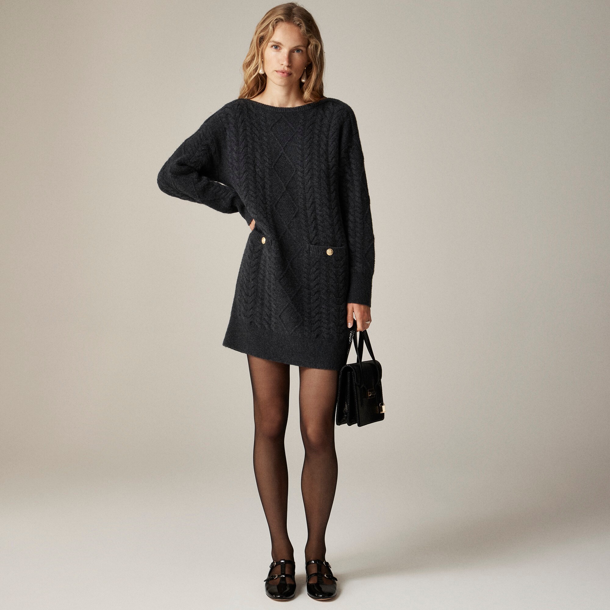j.crew: relaxed cable-knit sweater dress for women