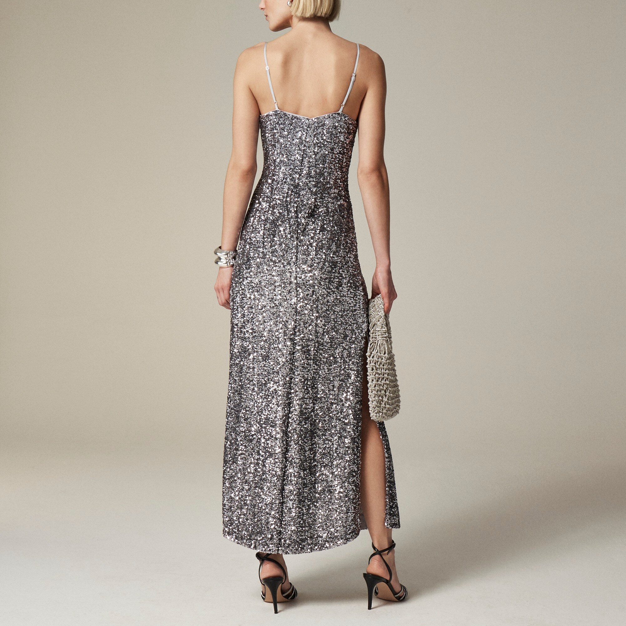 Sequin floor-length slip dress
