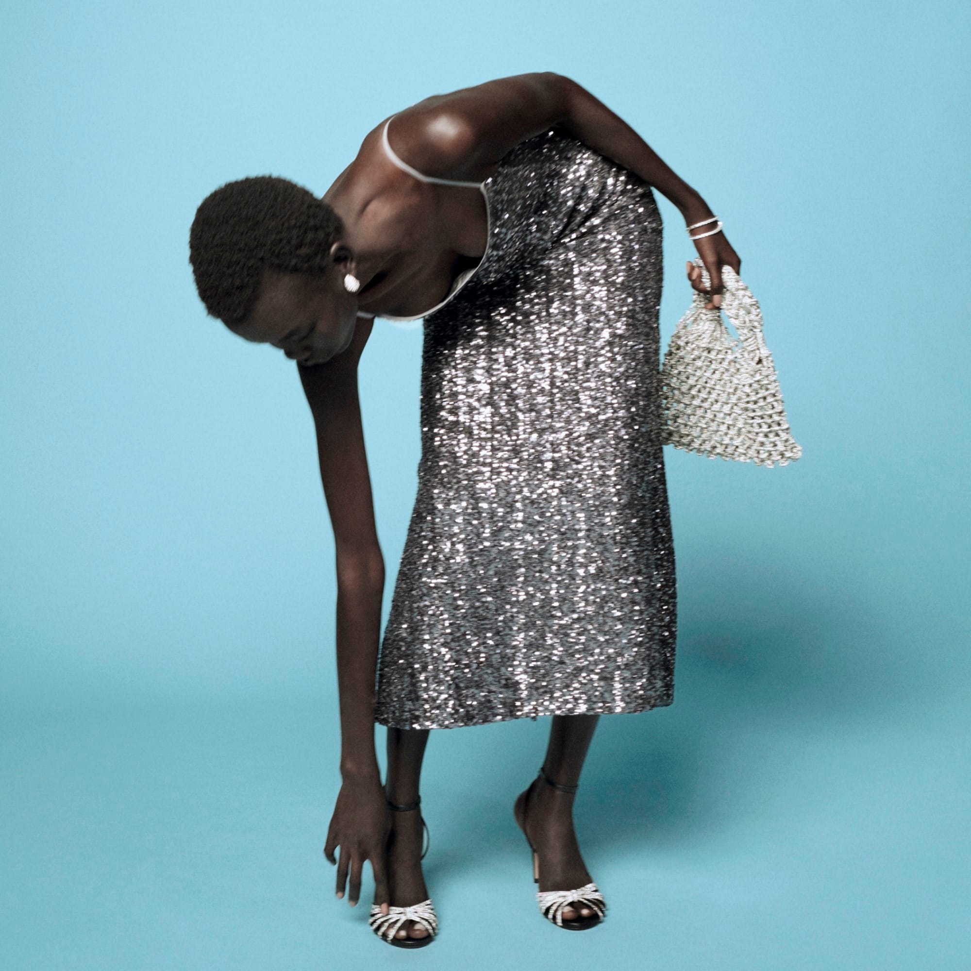 Sequin floor-length slip dress