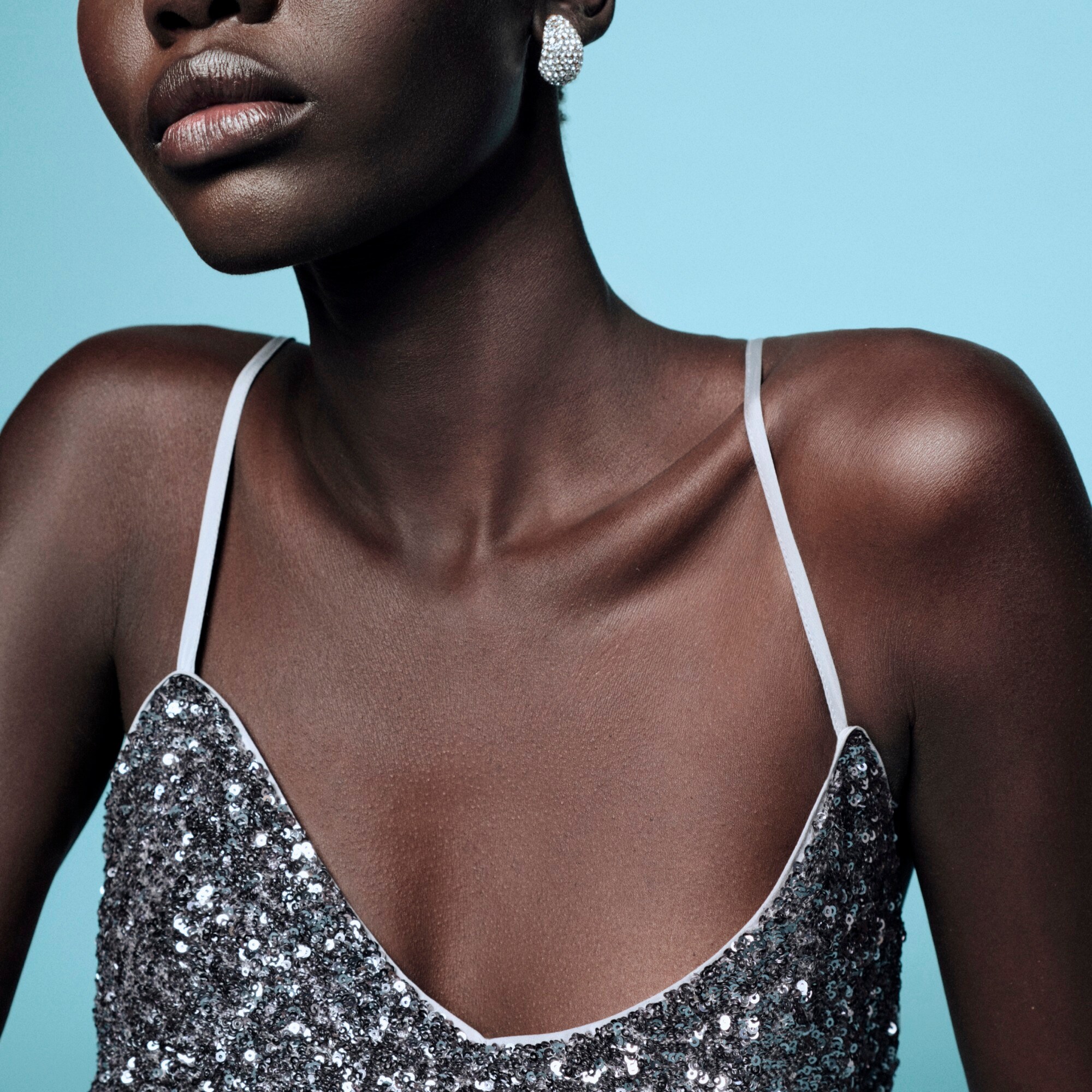 Sequin floor-length slip dress