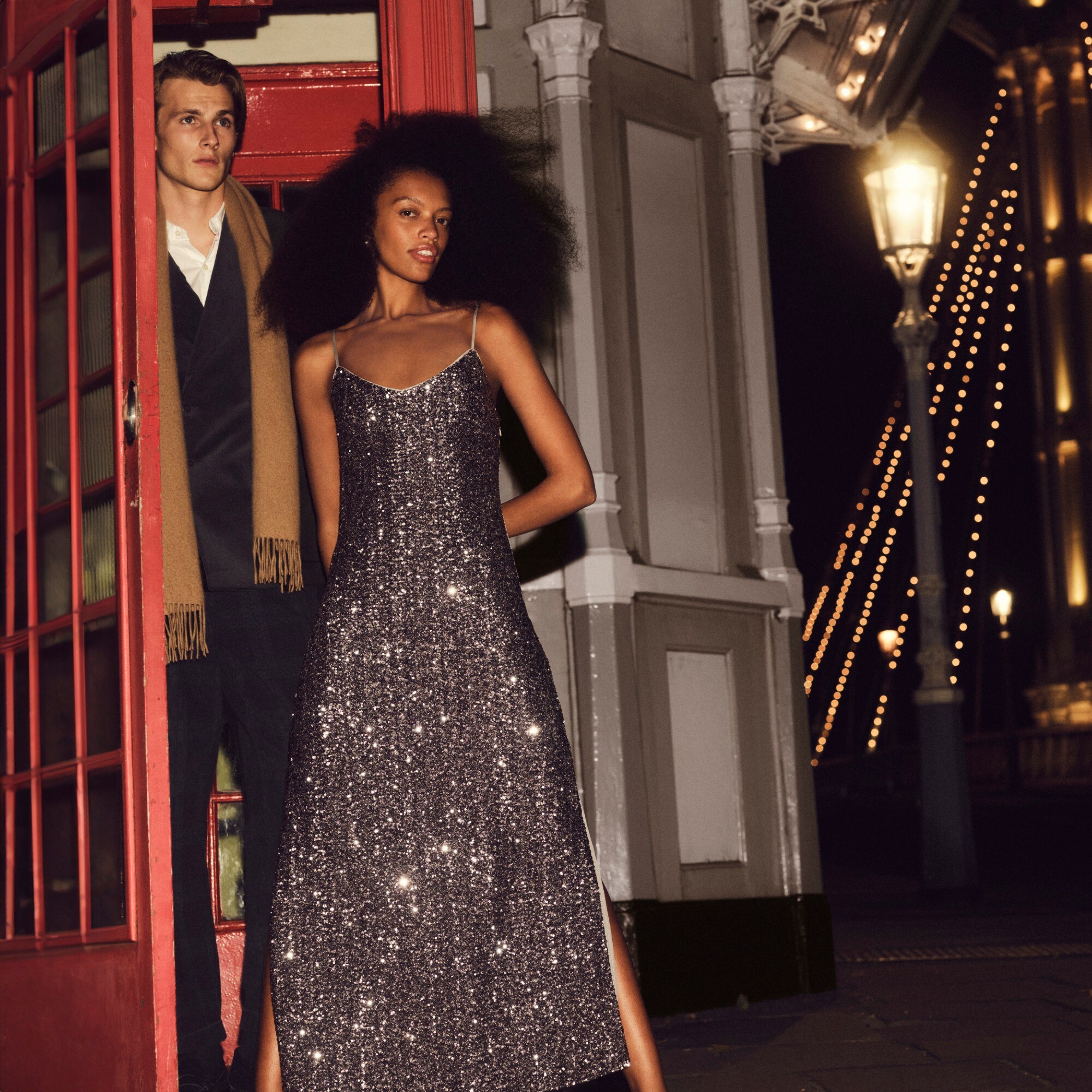 Sequin floor-length slip dress