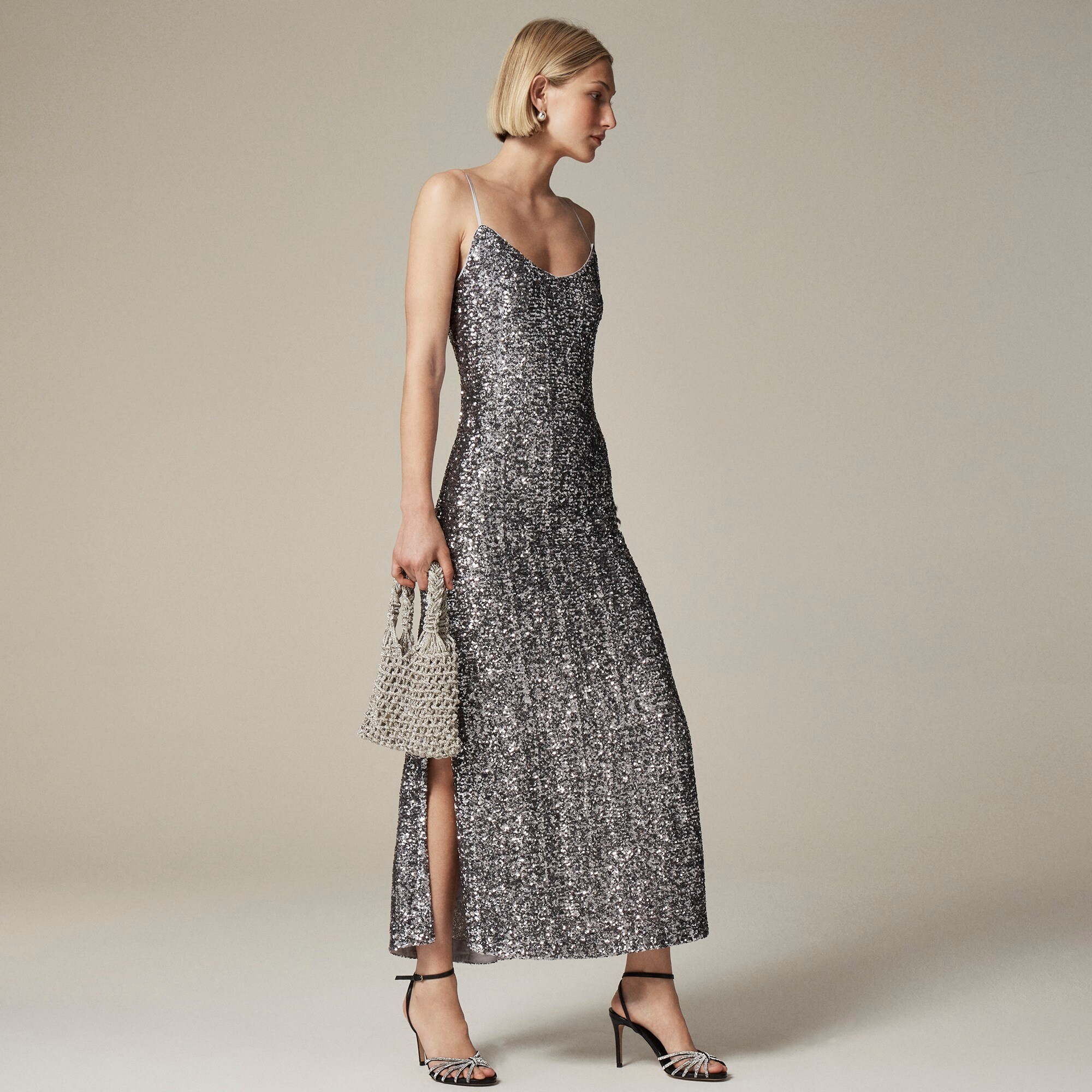Sequin floor-length slip dress