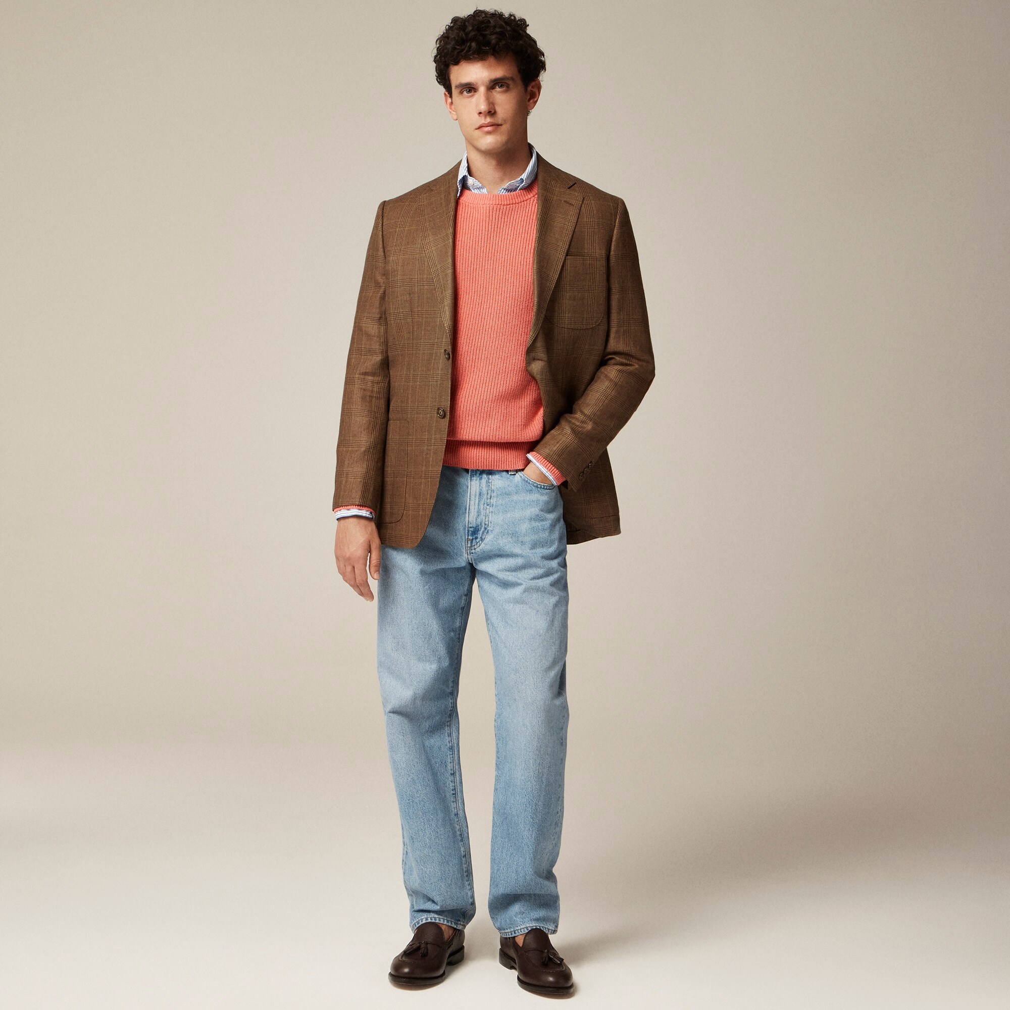 mens Relaxed-fit blazer in English wool-linen blend
