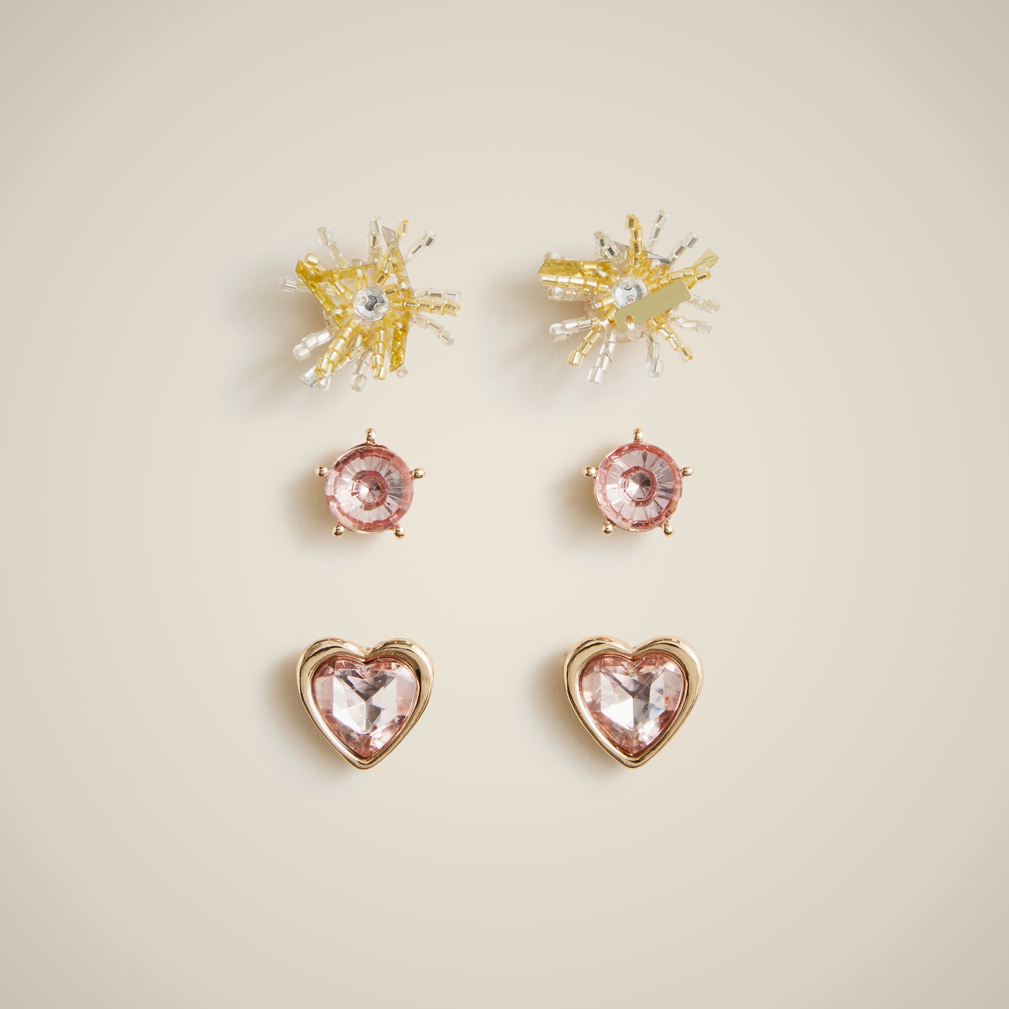 Girls' chunky gem earrings three-pack