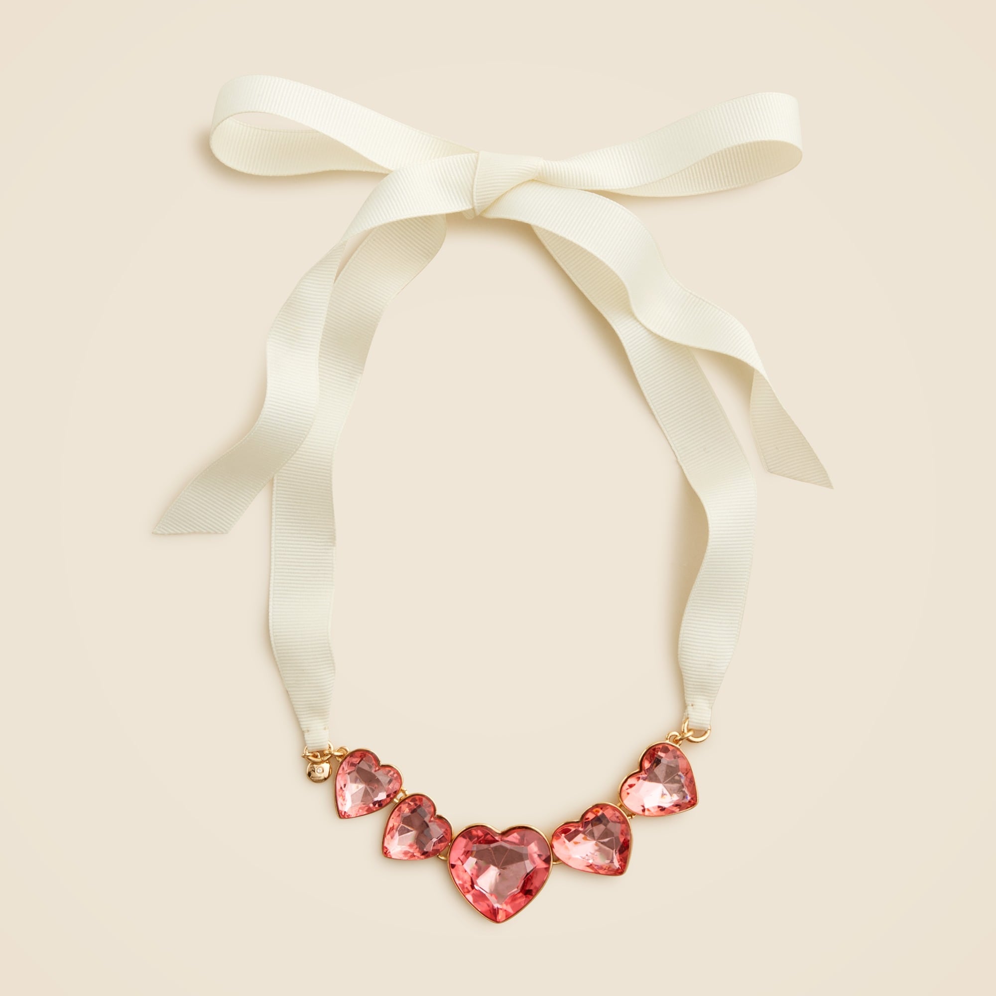 Girls' heart crystal bow necklace