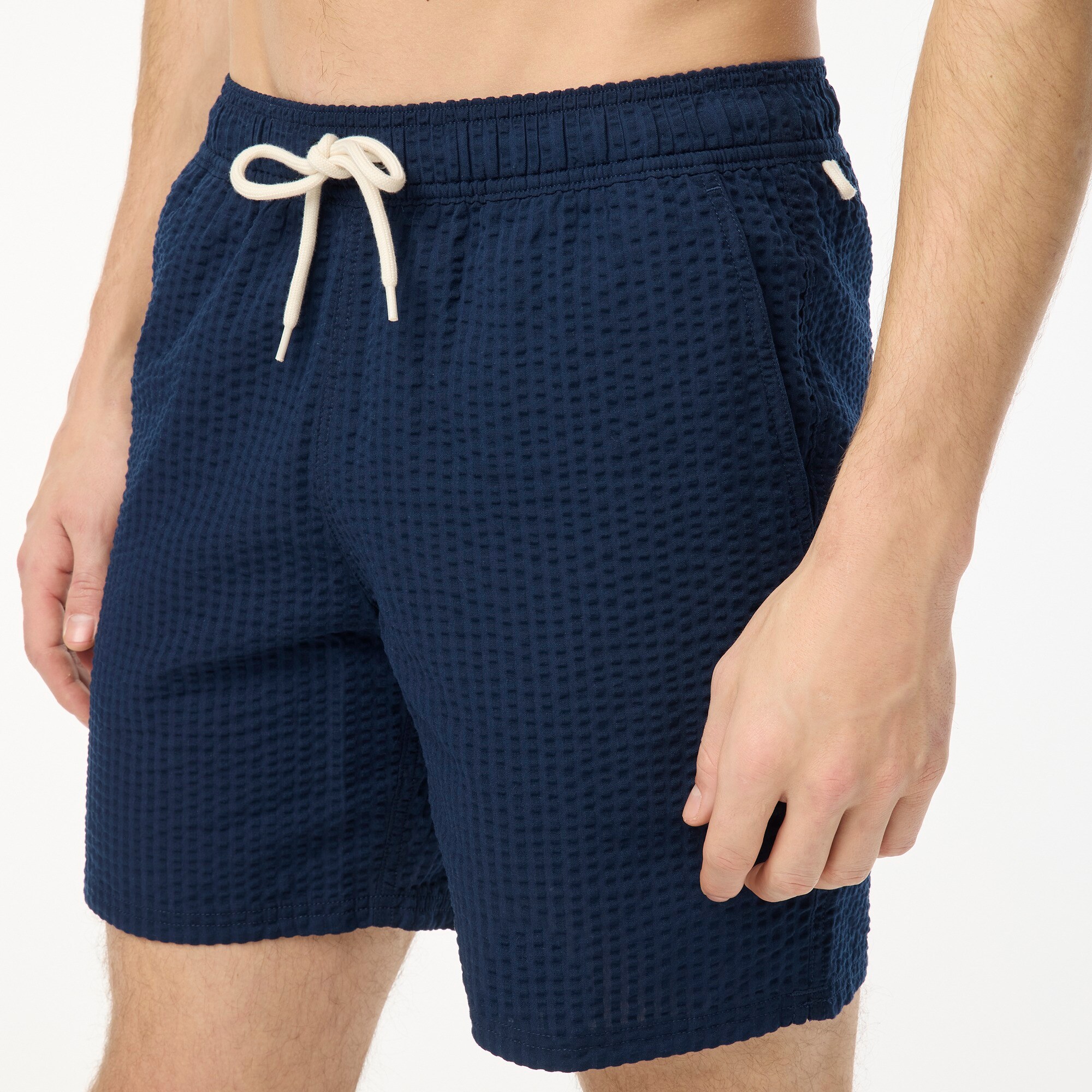 mens Seersucker 7&quot; swim trunk