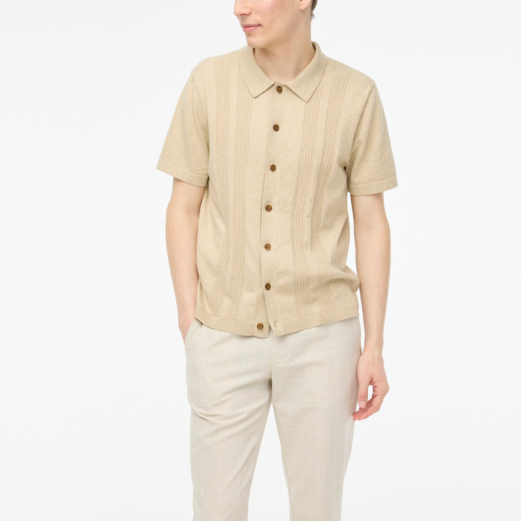 mens Textured button-front sweater-polo