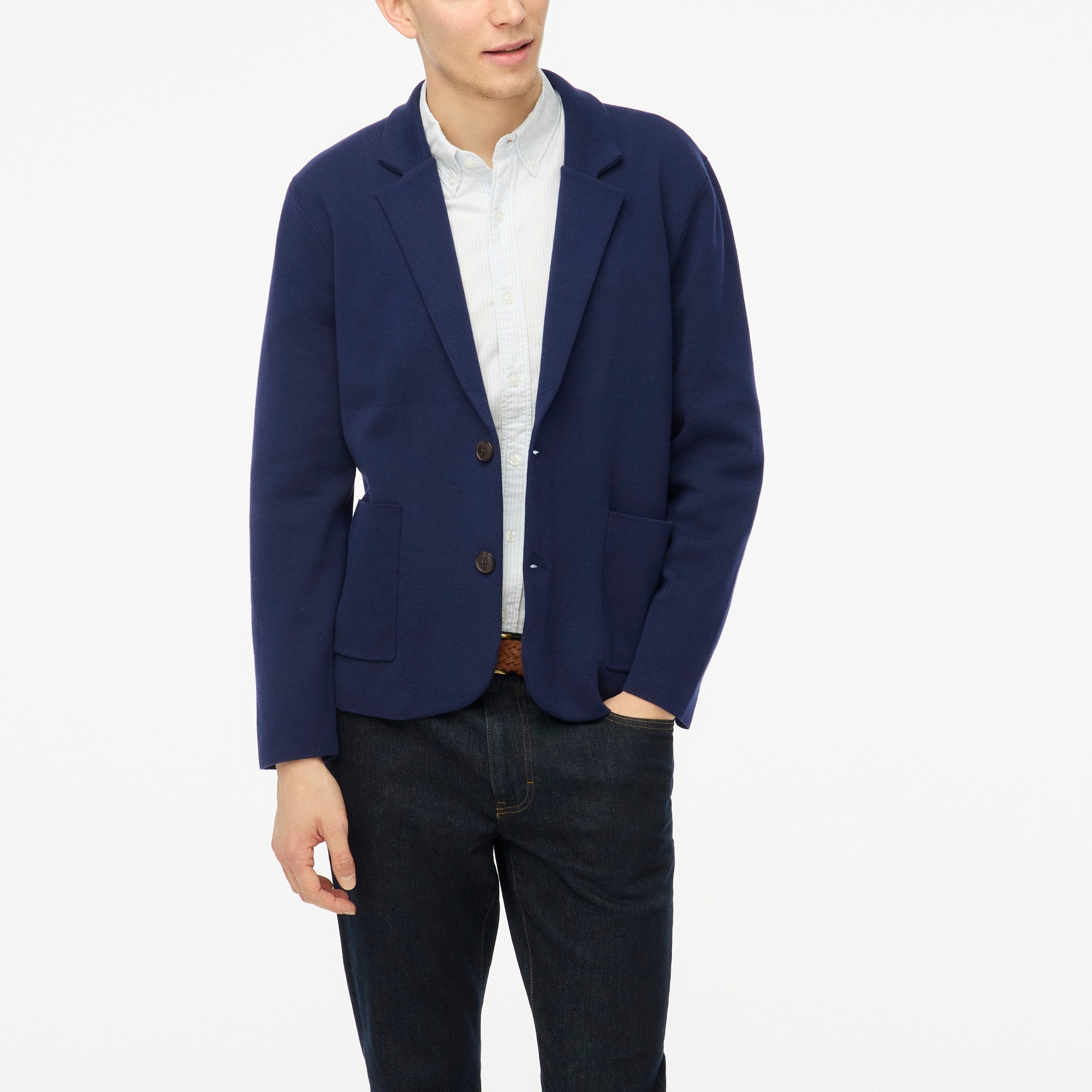 Cotton milano-stitch sweater blazer