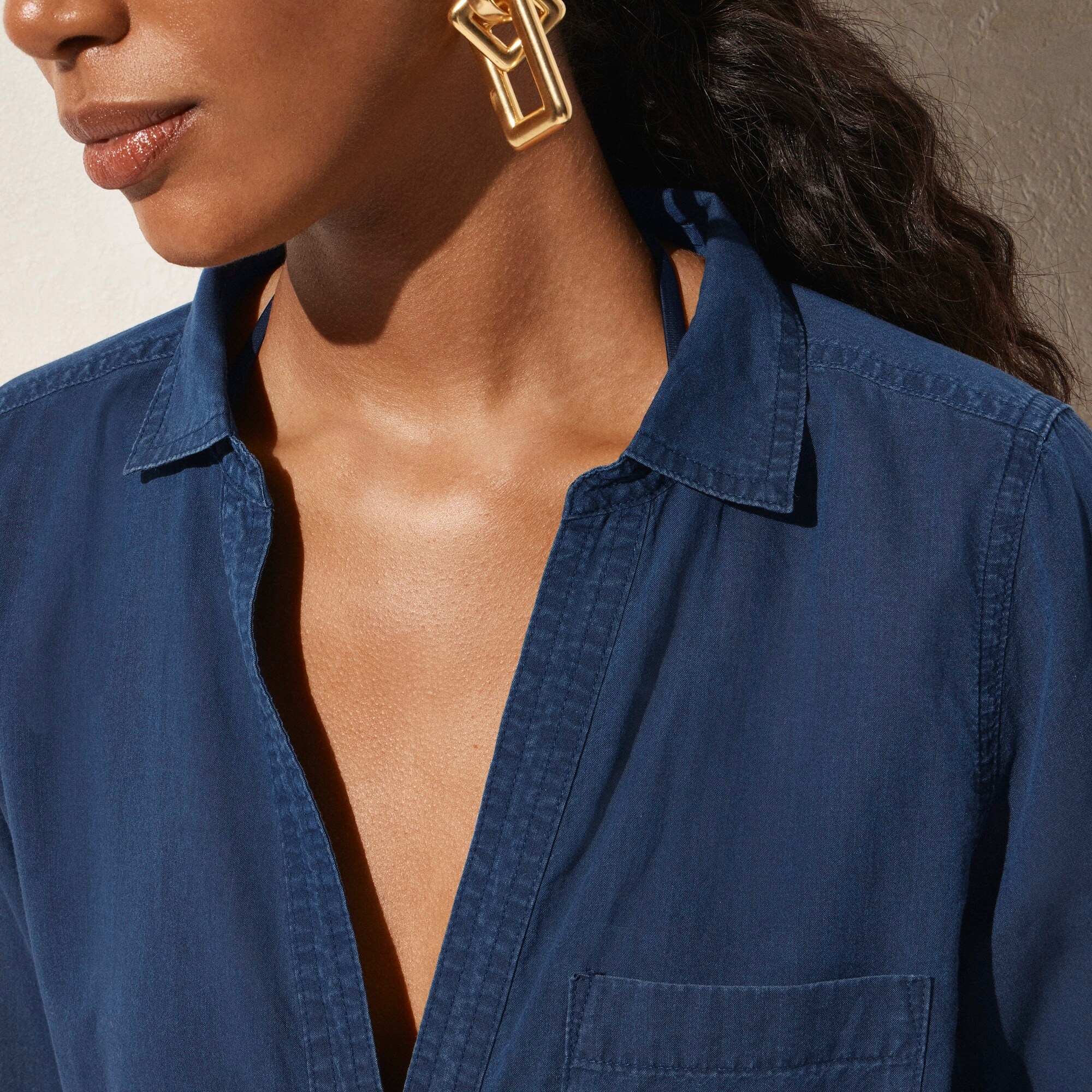 Bungalow tunic beach dress in indigo cotton voile