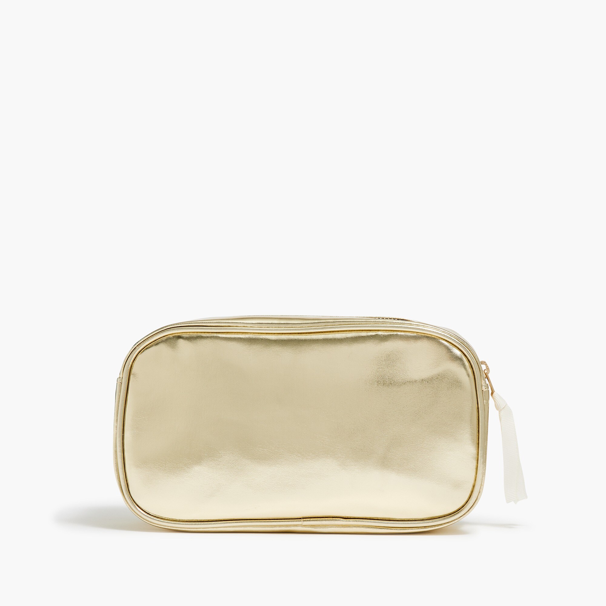 Metallic customizable cosmetic pouch