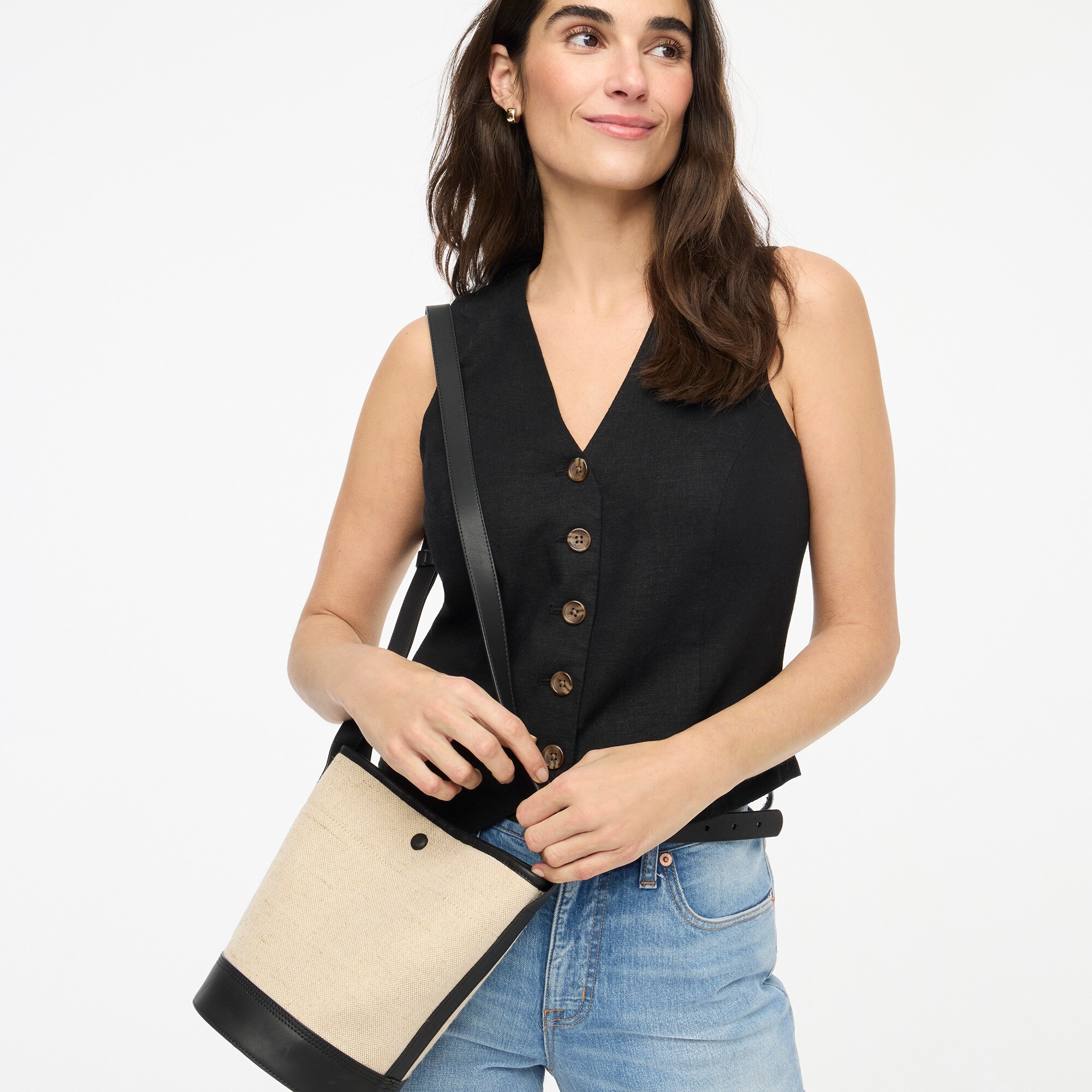 Canvas bucket bag