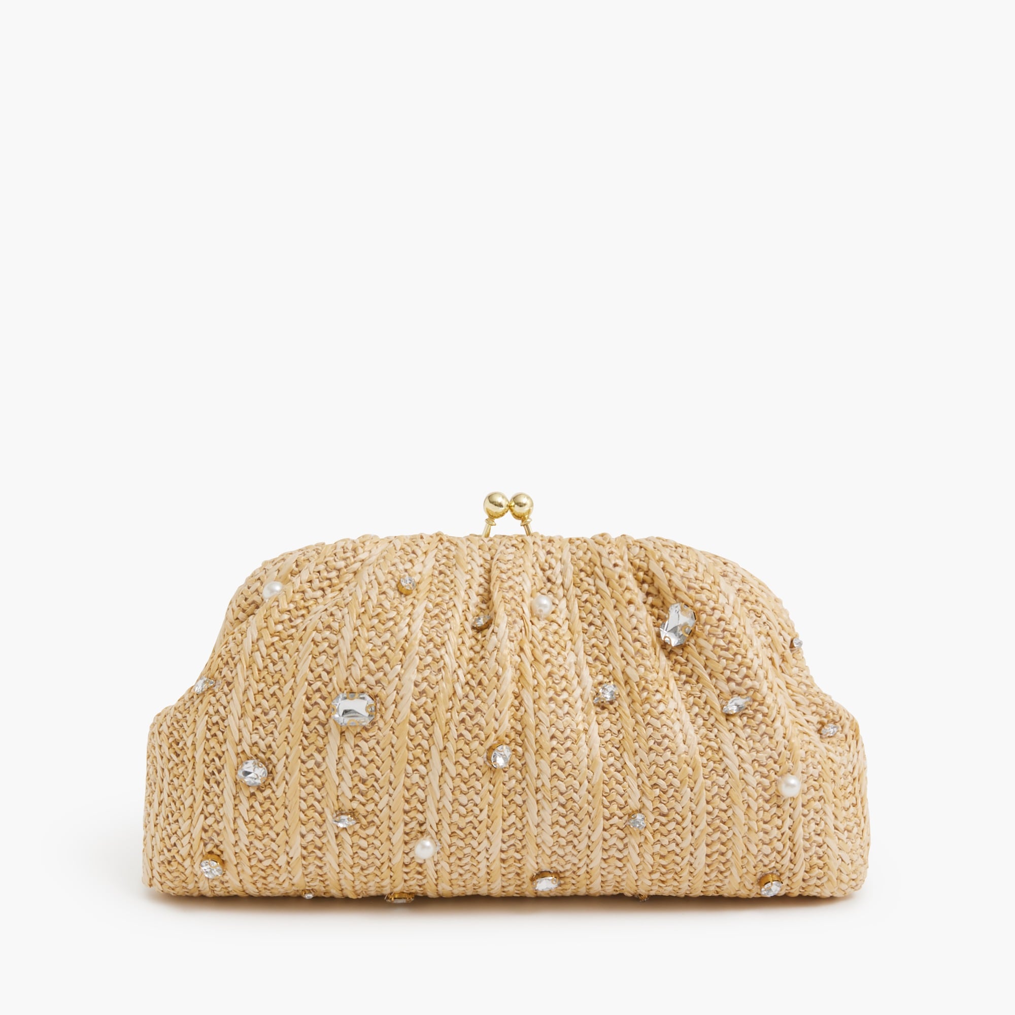 Jeweled woven clutch
