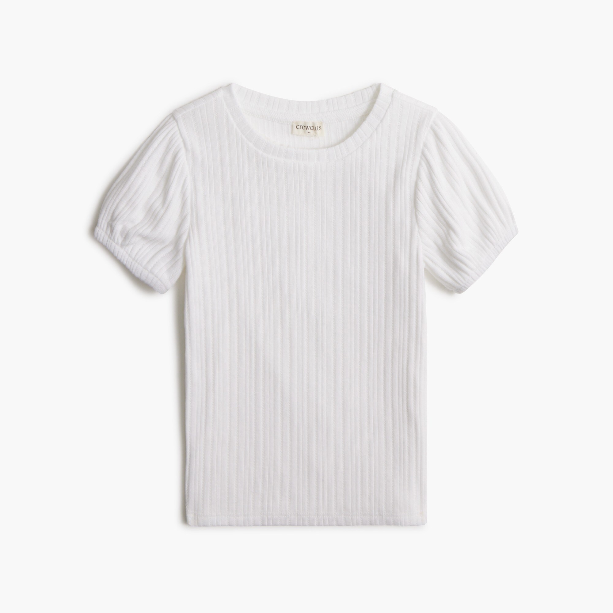 Girls' pointelle puff-sleeve tee