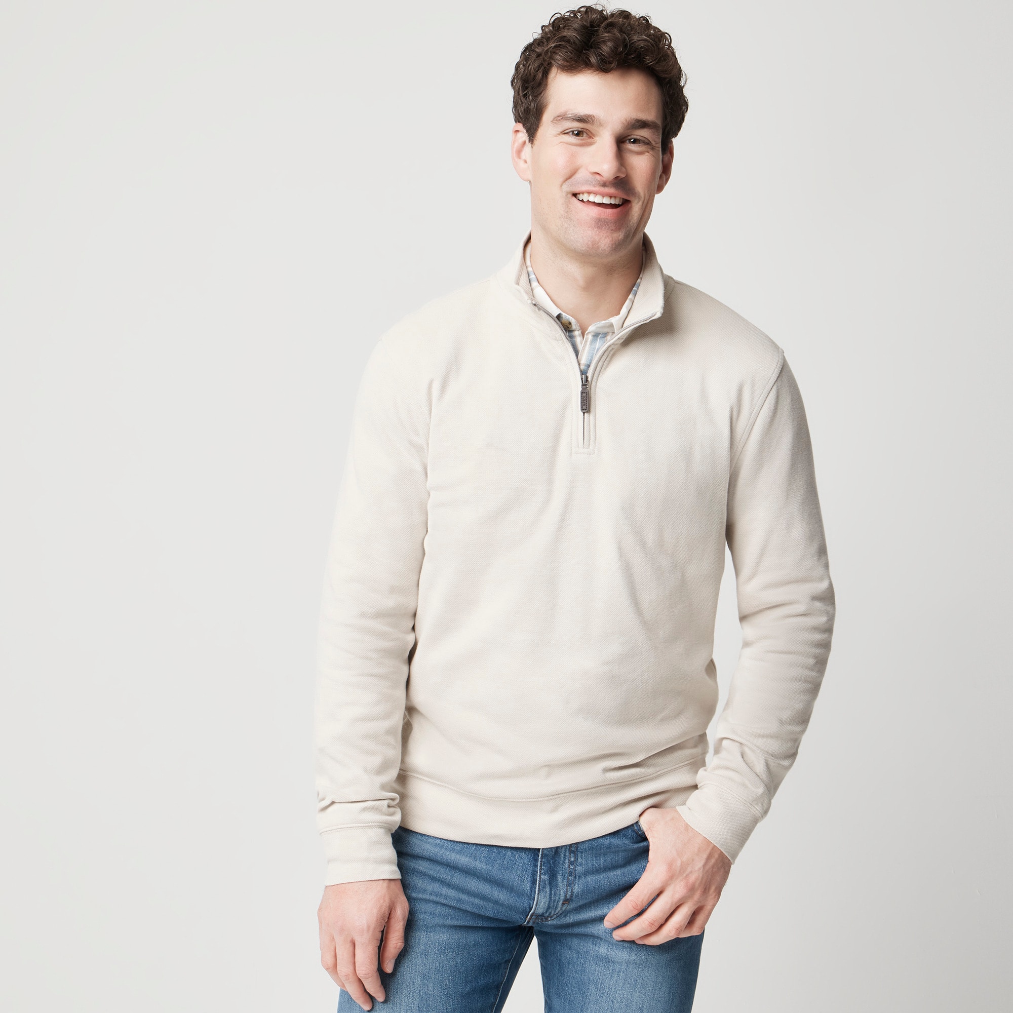 Performance bird's-eye quarter-zip