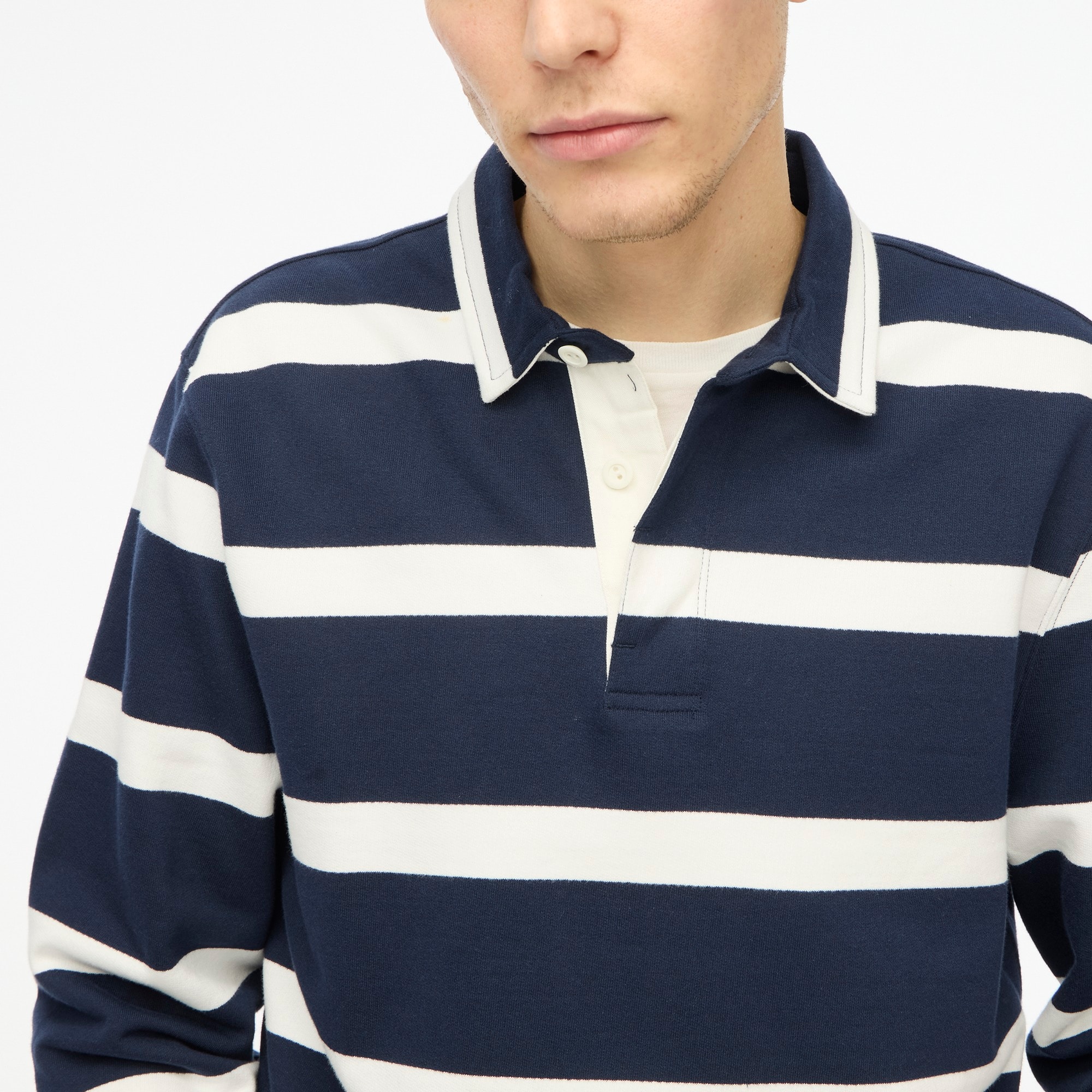 Striped rugby pullover sweatshirt