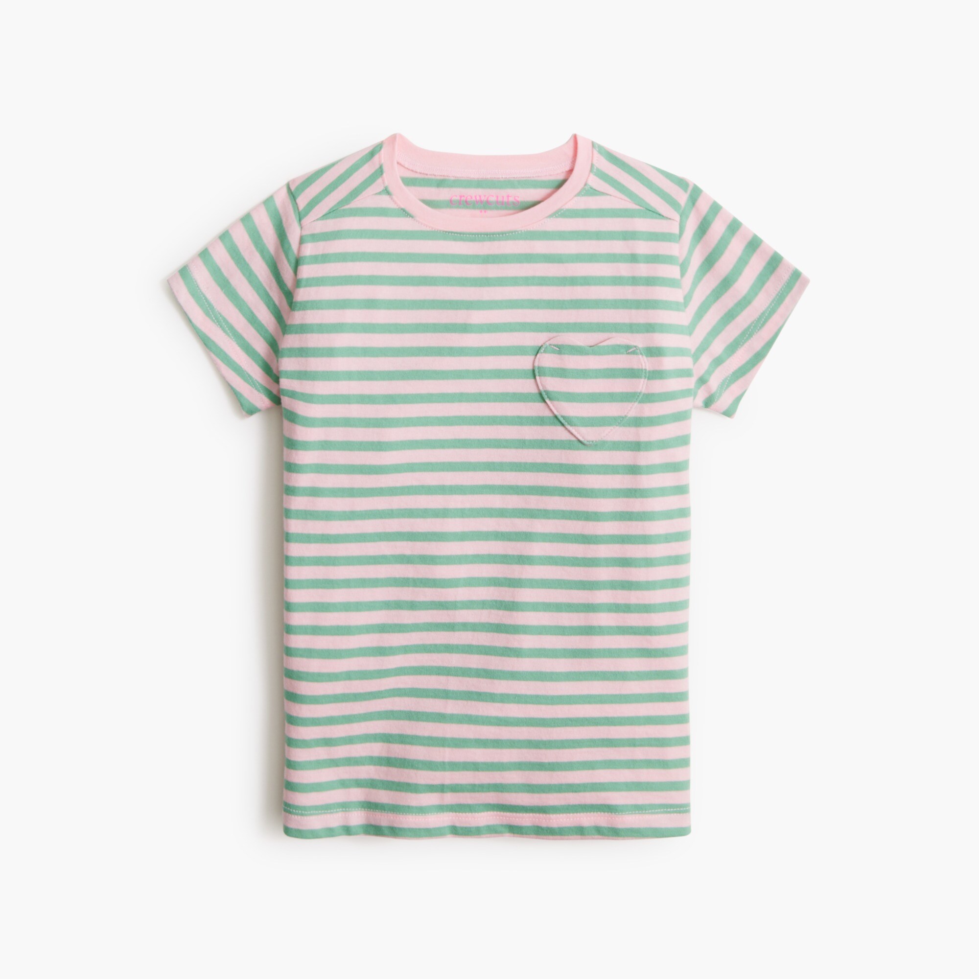 Girls' striped heart-pocket tee