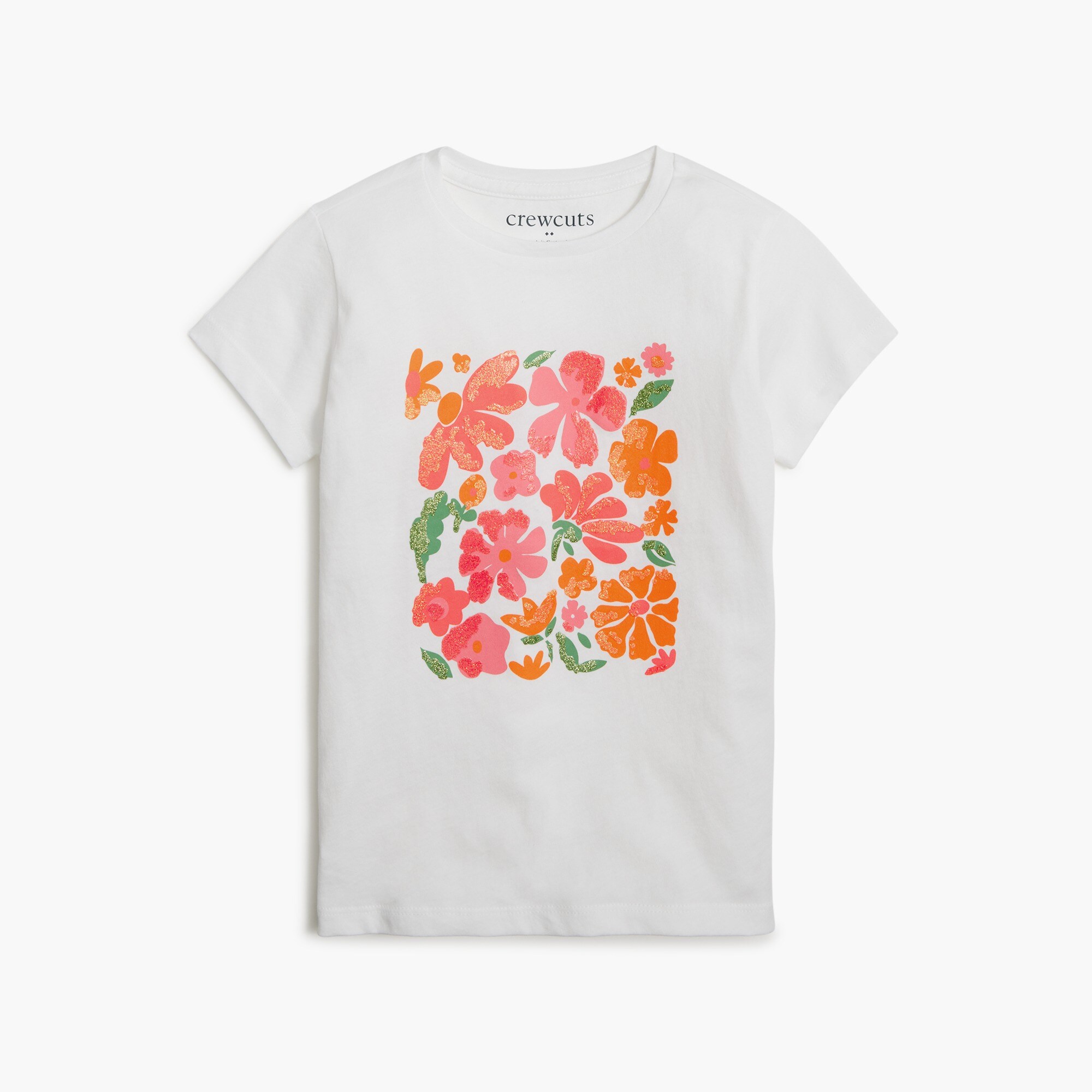  Girls' glitter flower graphic tee