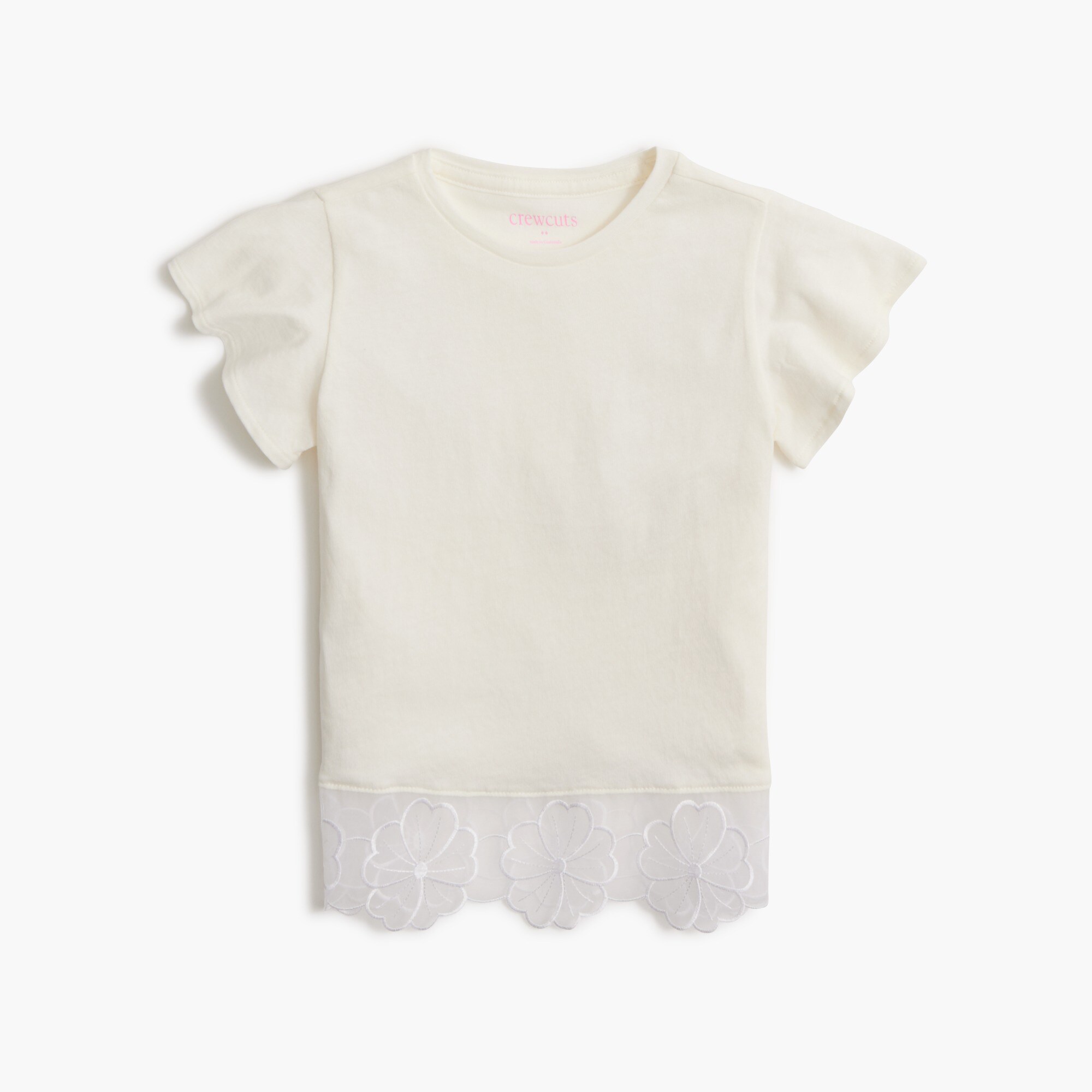  Girls' organza lace-trim tee