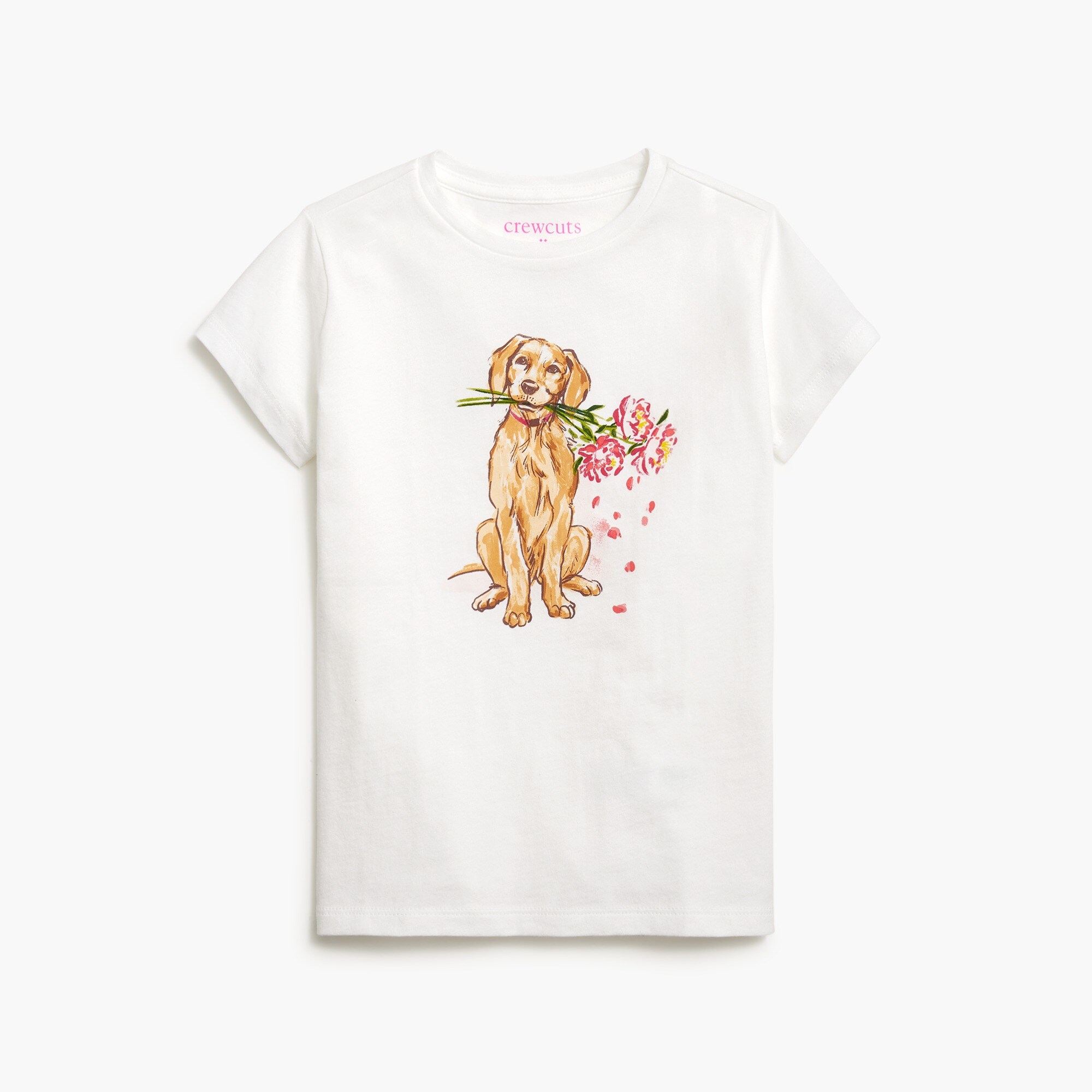girls' flower dog graphic tee for girls