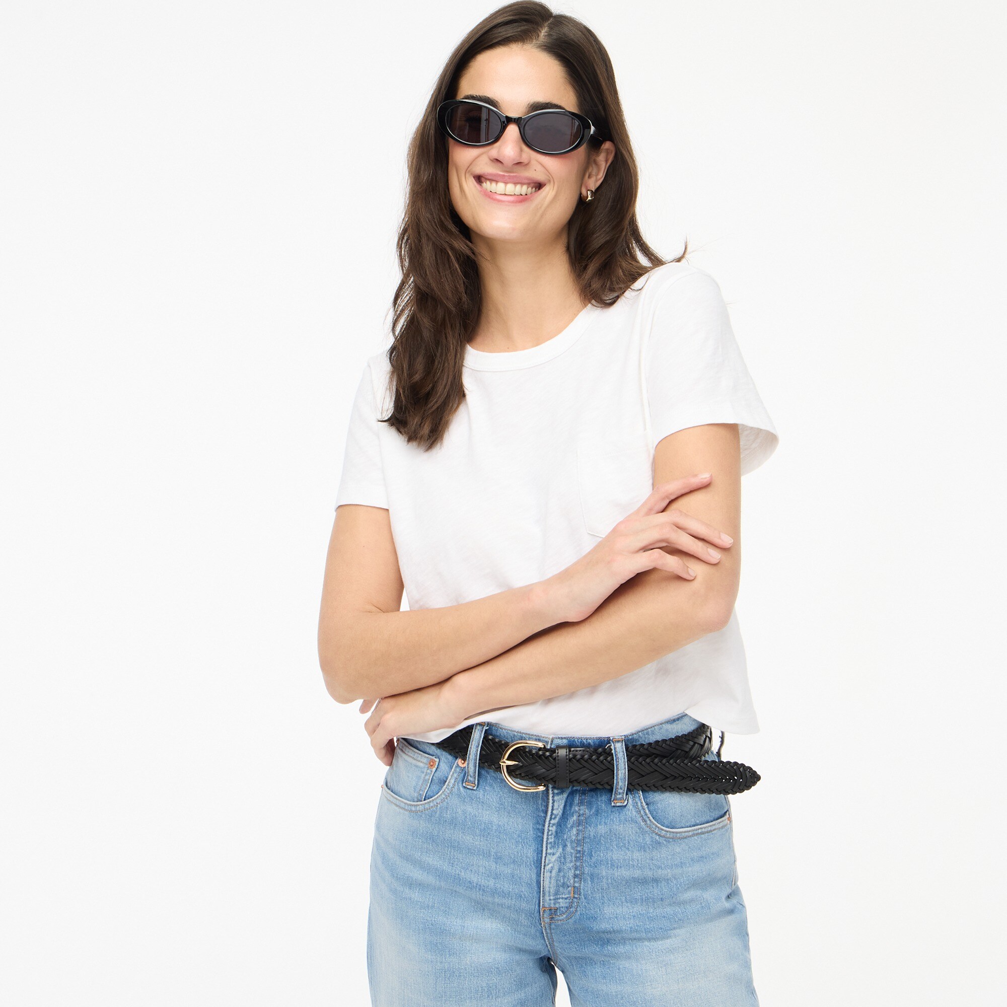 womens Cropped girlfriend crewneck tee