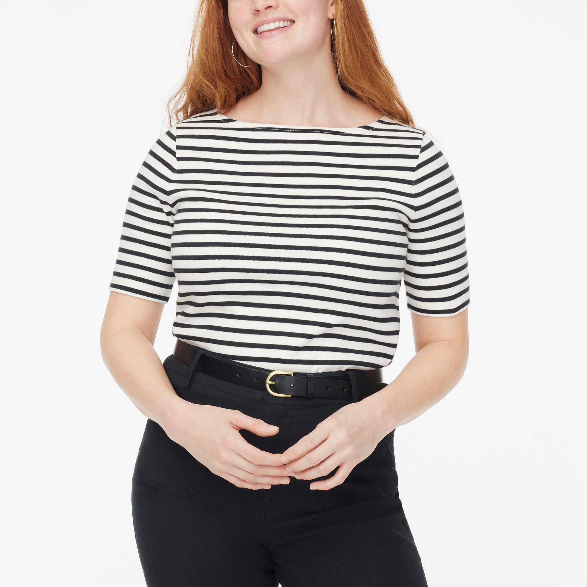Striped boatneck essential tee