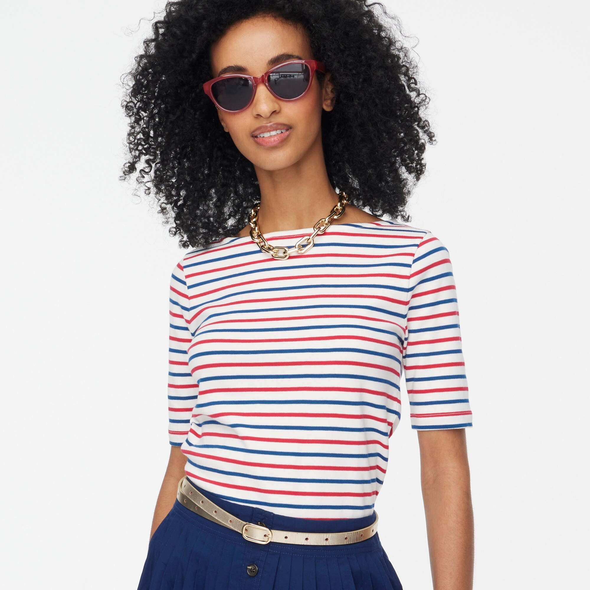 Striped boatneck essential tee
