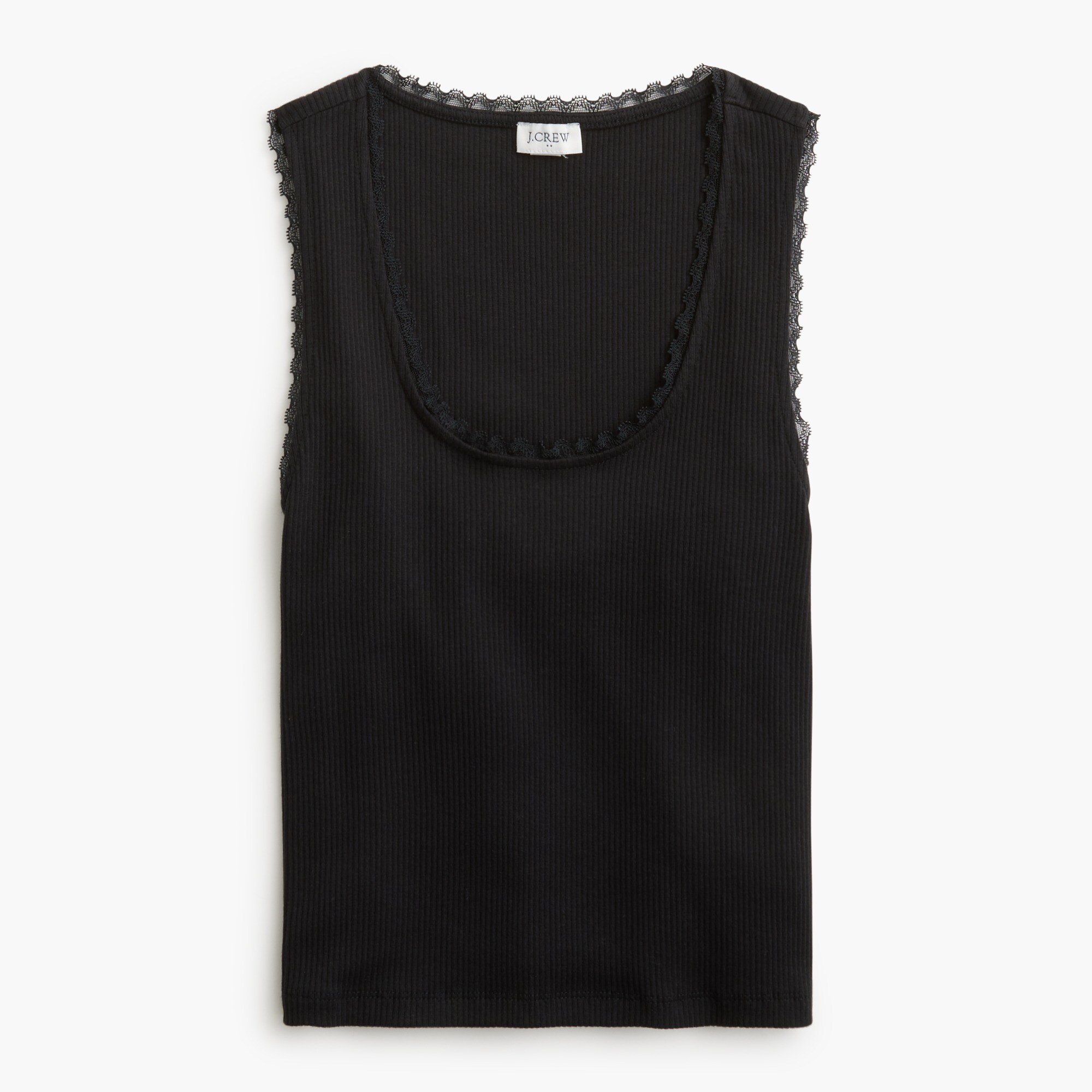 Ribbed lace-trim tank top