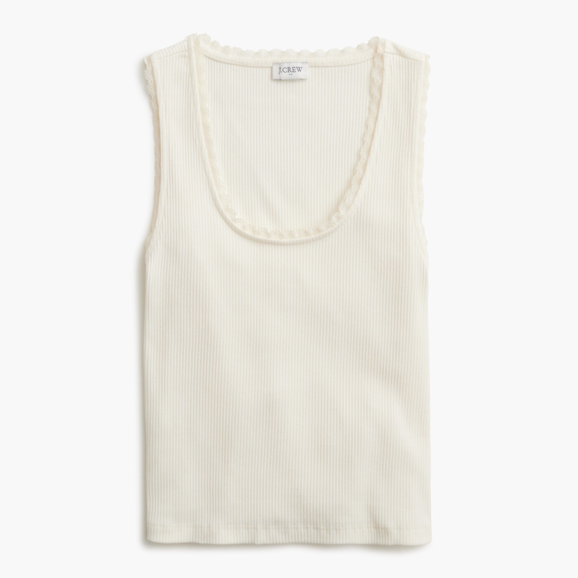ribbed lace-trim tank top for women