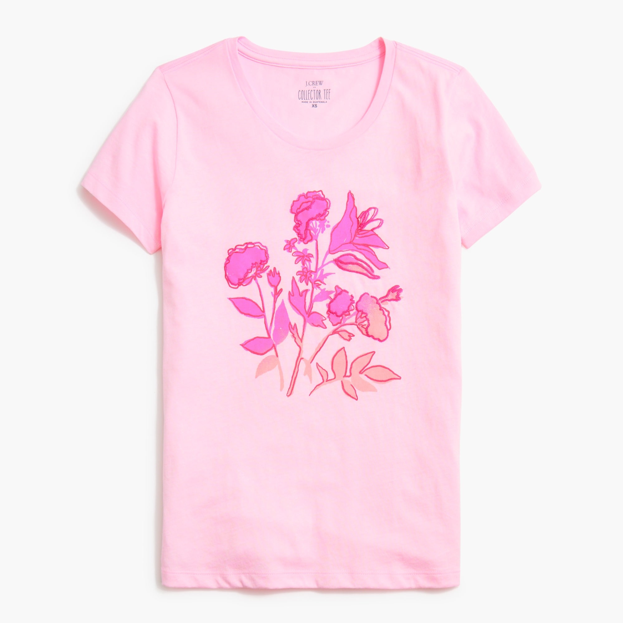 Factory: Short-sleeve Embroidered-flower Graphic Tee For Women