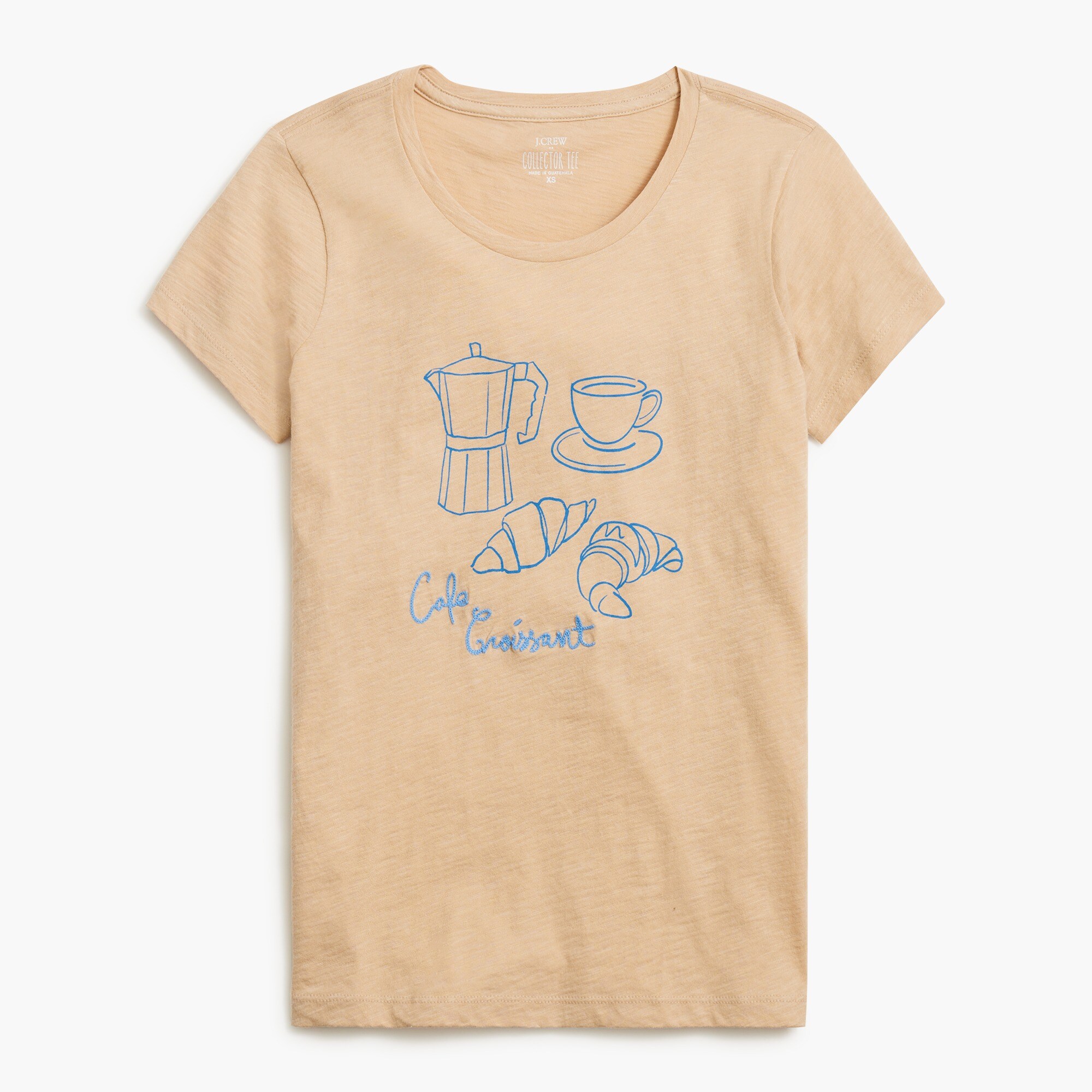 gateau35tea Short-sleeve Café Croissant Embroidered Graphic Tee For Women