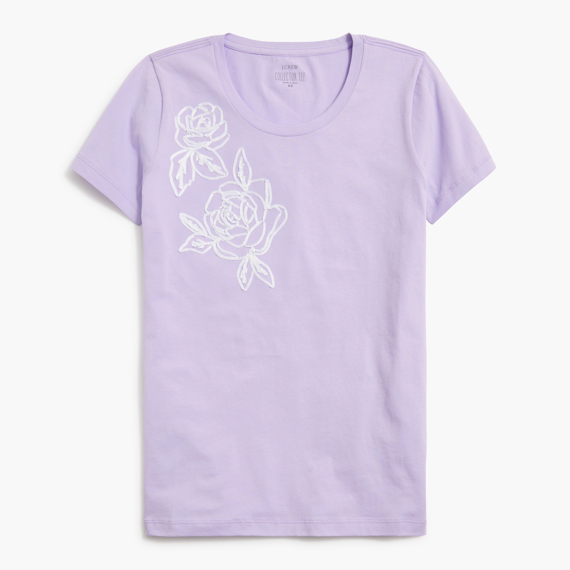 embroidered flower graphic tee for women