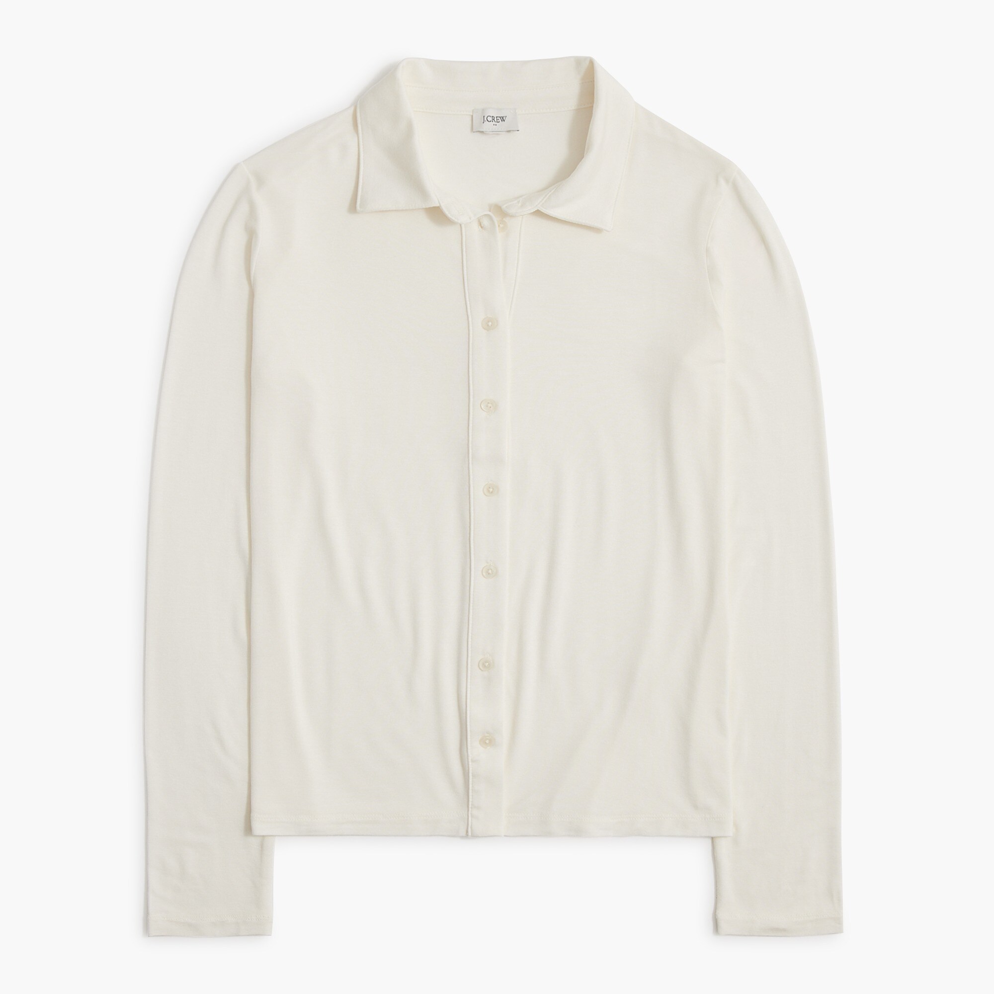 knit long-sleeve button-up top for women