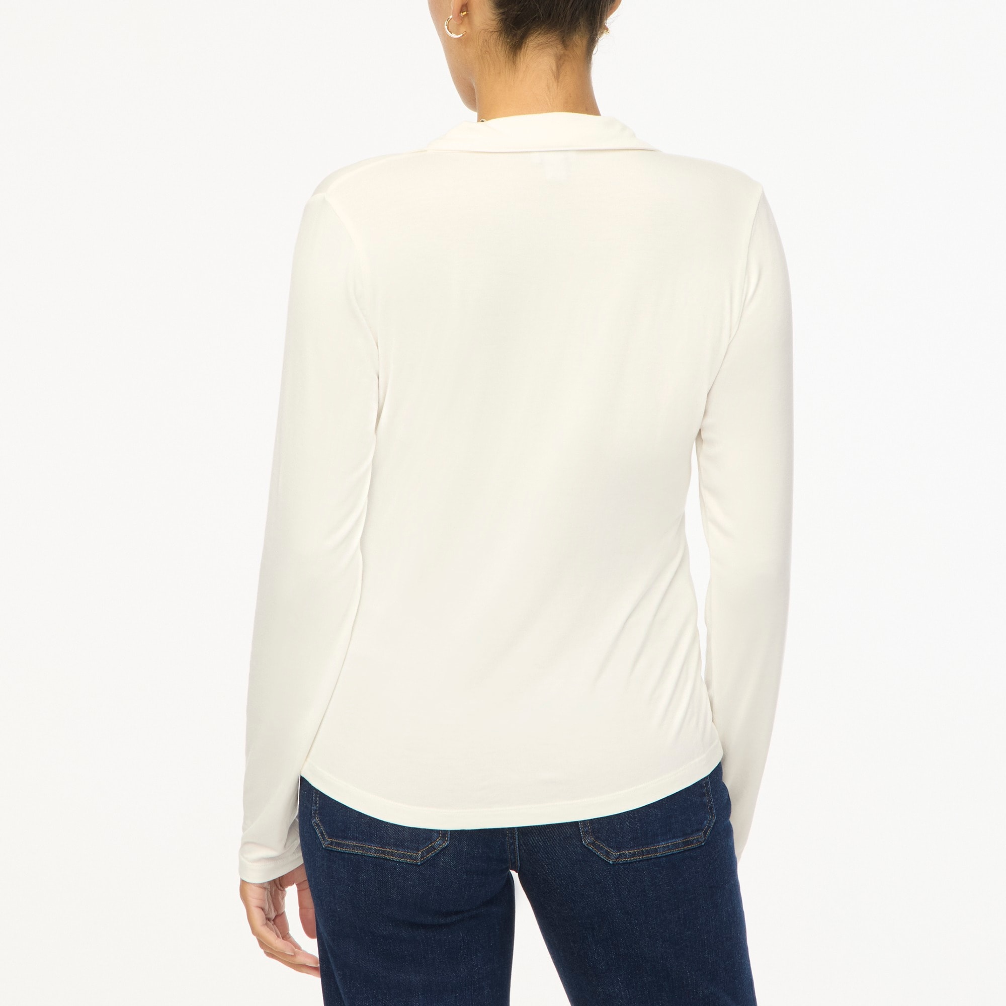 Knit long-sleeve button-up top