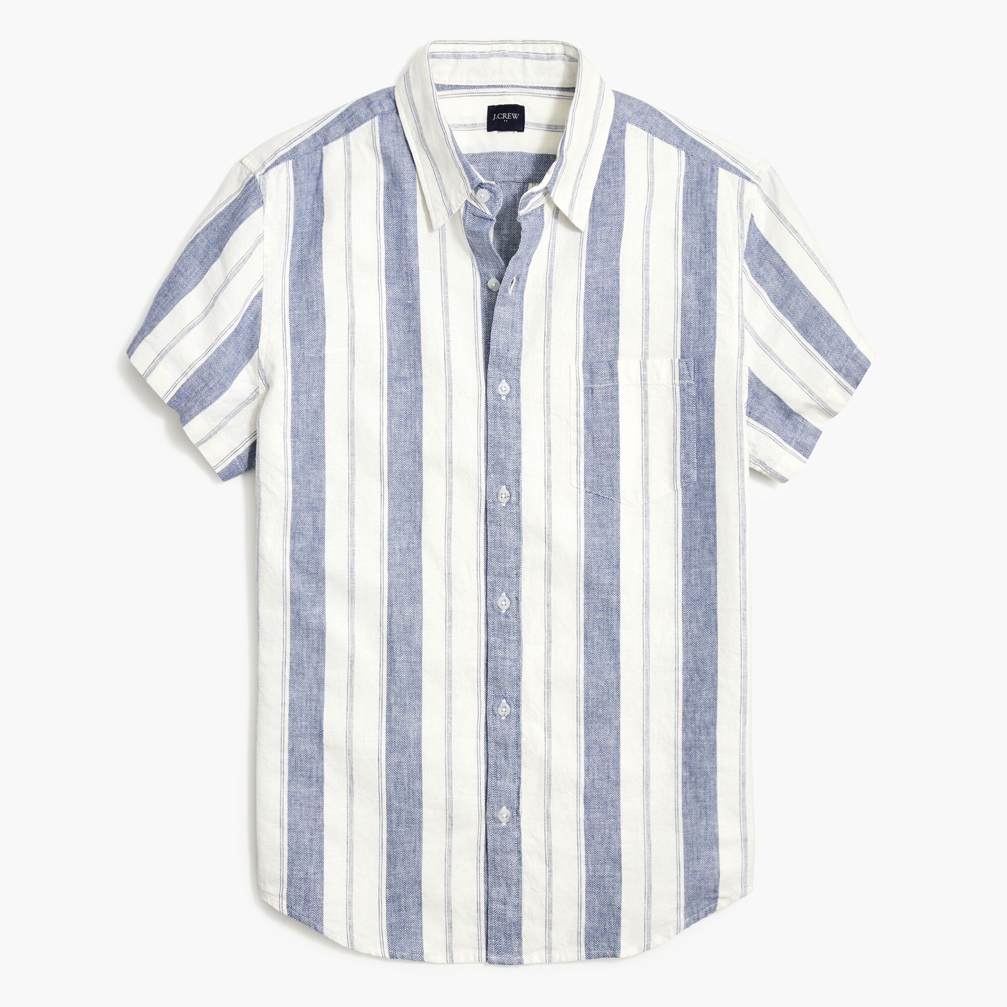 Short-sleeve textured-stripe shirt