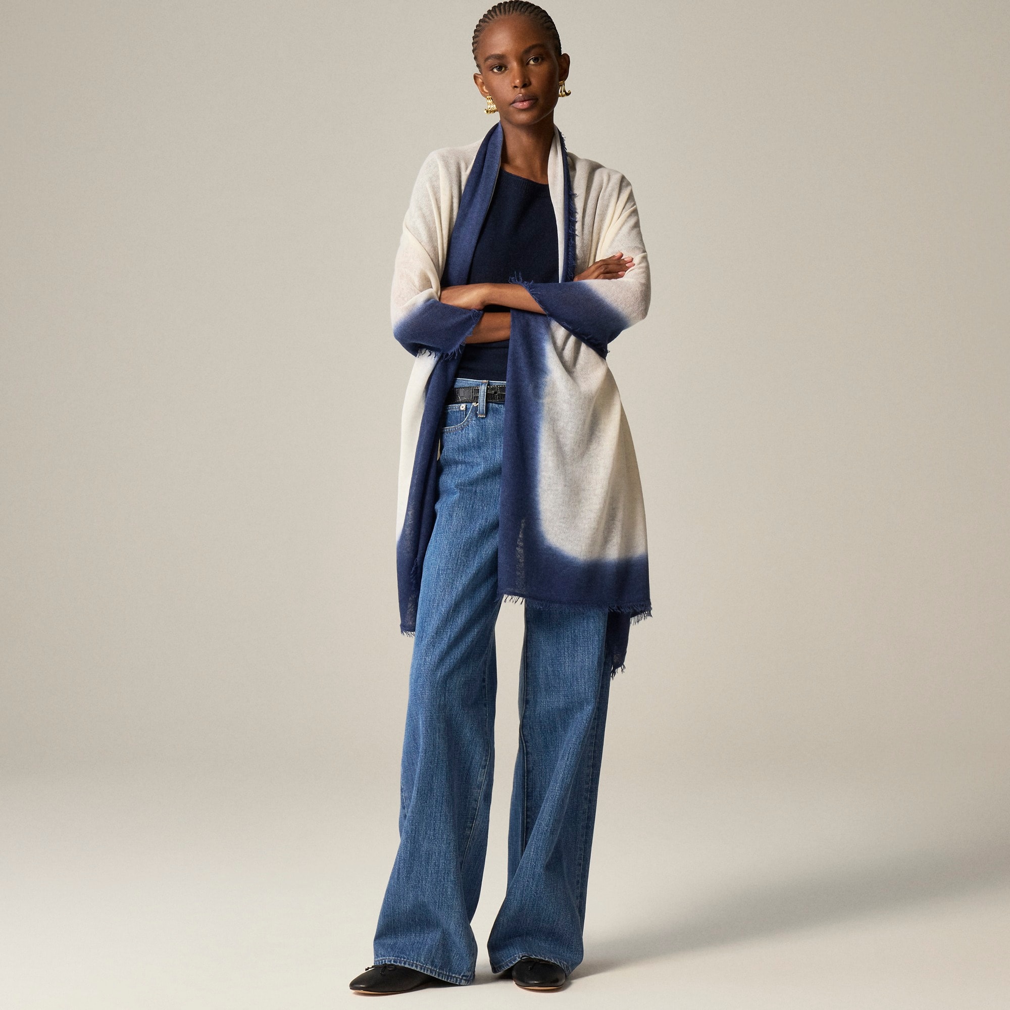 womens Oversized dip-dyed featherweight cashmere wrap