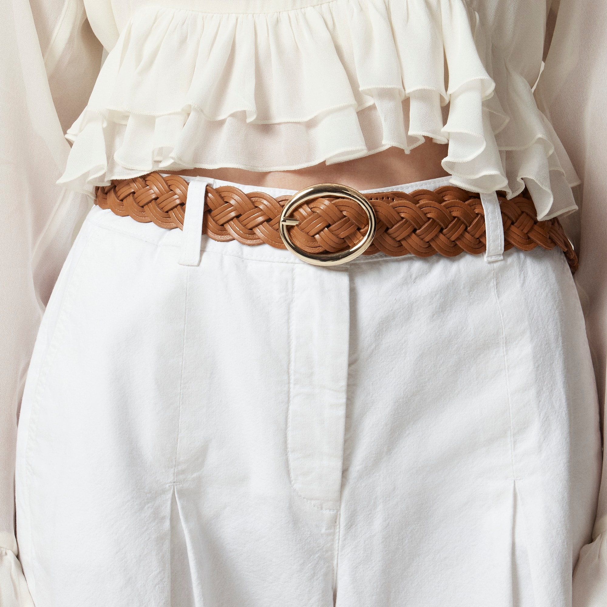 womens Braided Italian leather belt