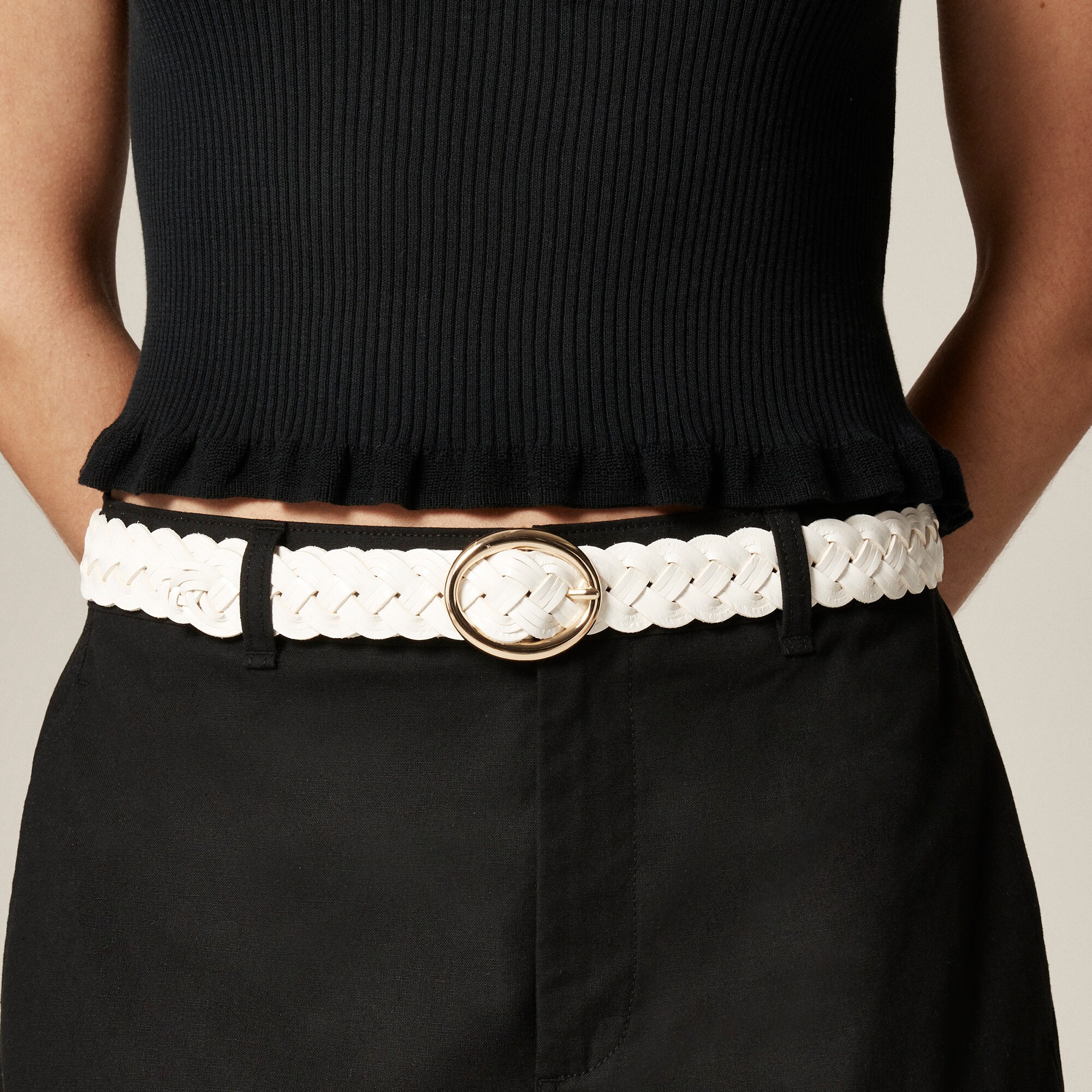 womens Braided Italian leather belt