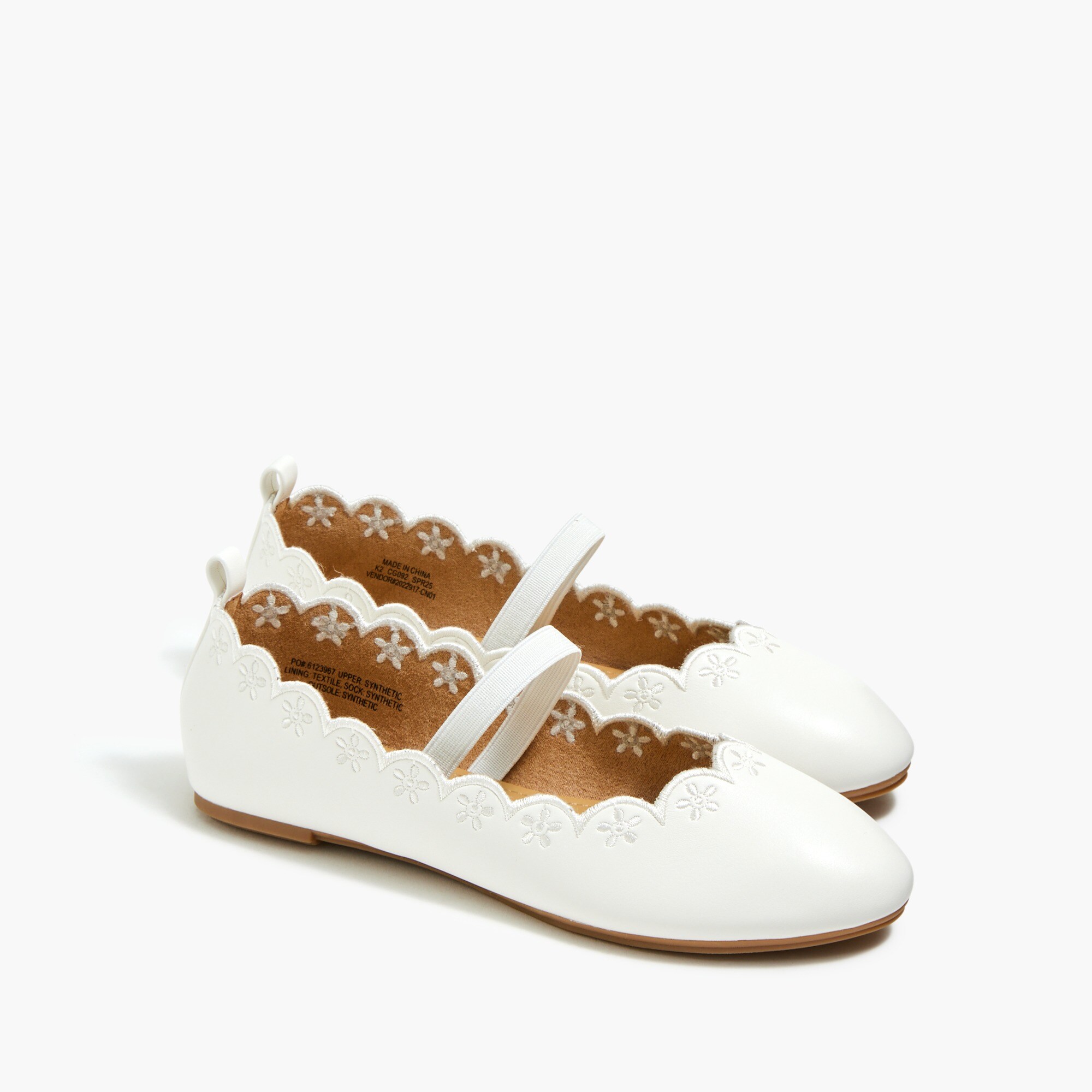 girls' scallop-edge elastic mary janes for girls
