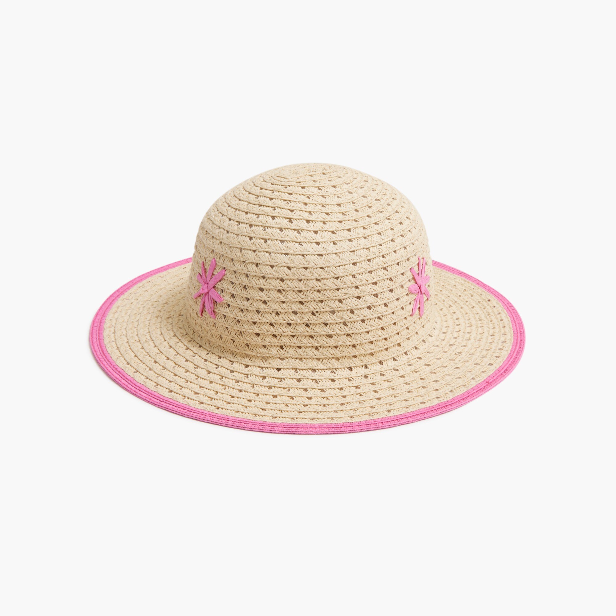 Girls' embroidered straw hat