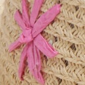 Girls' embroidered straw hat PINK NATURAL factory: girls' embroidered straw hat for girls