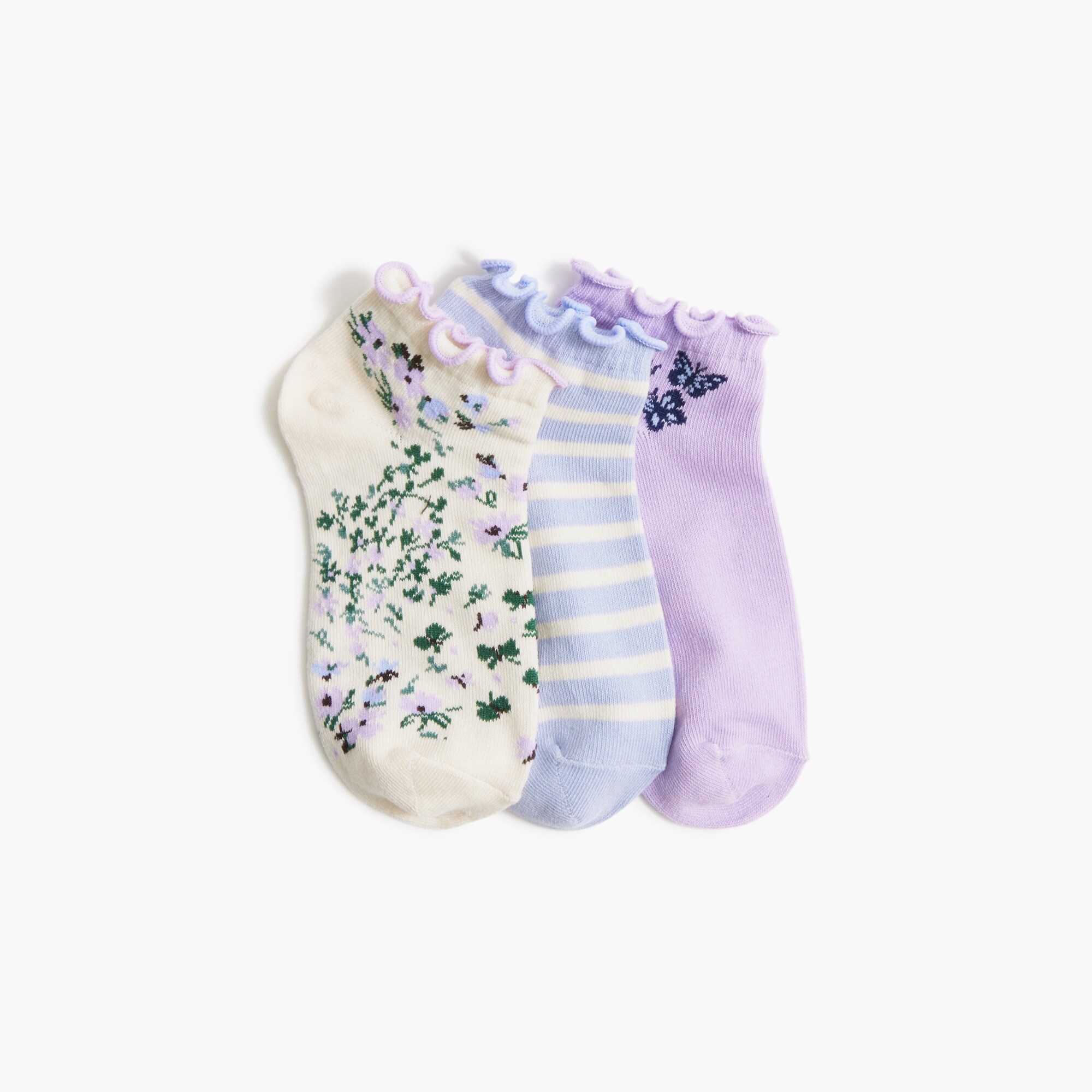 girls' lettuce-edge socks three-pack for girls