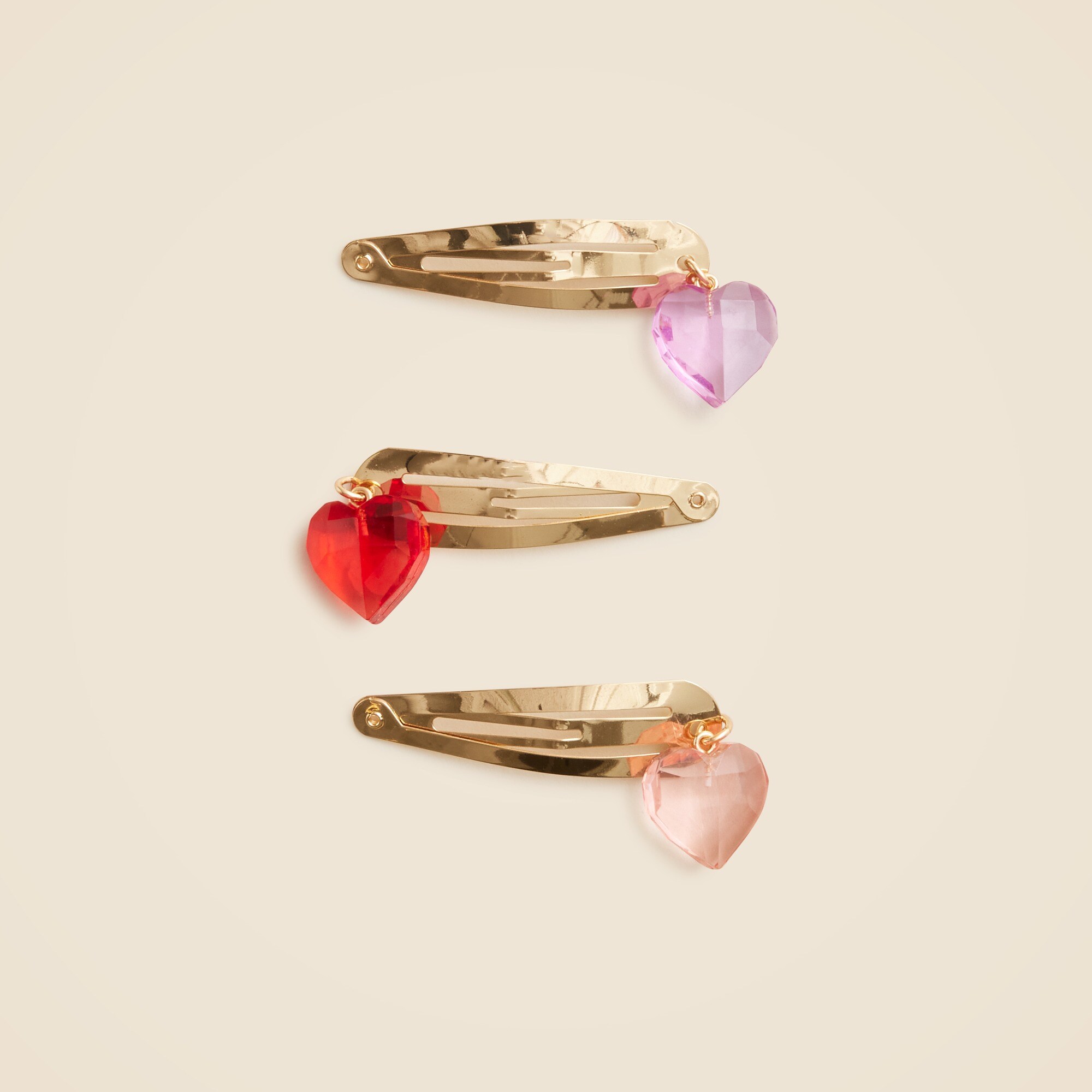 girls Girls' heart hair clips set-of-three