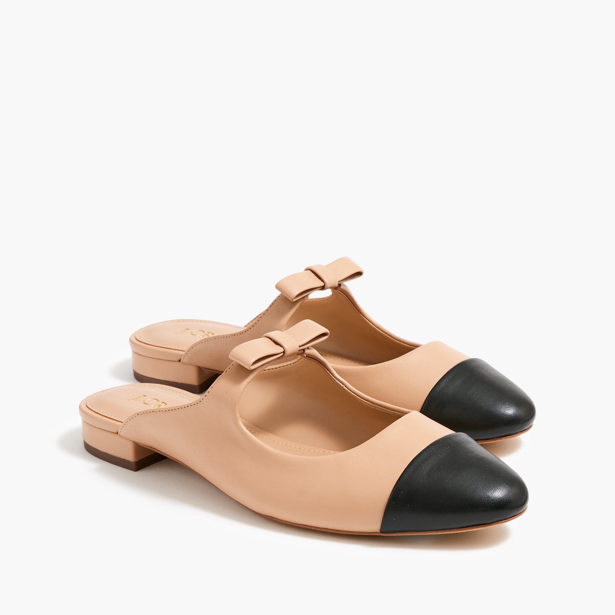 Cap toe bow mules