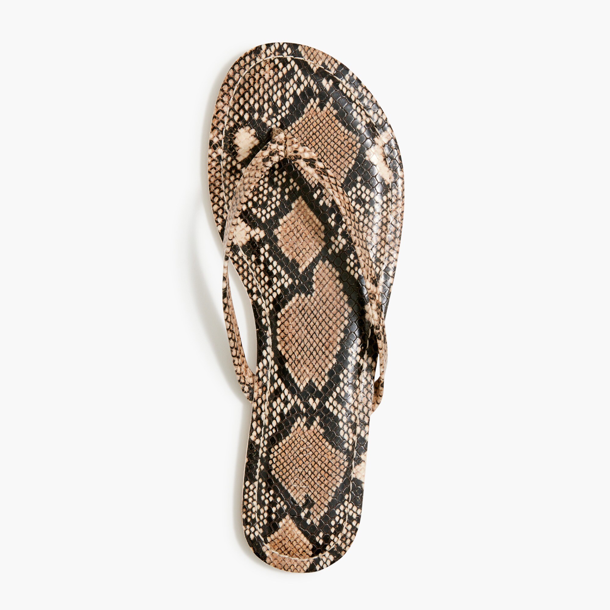 Faux-snakeskin flip flops
