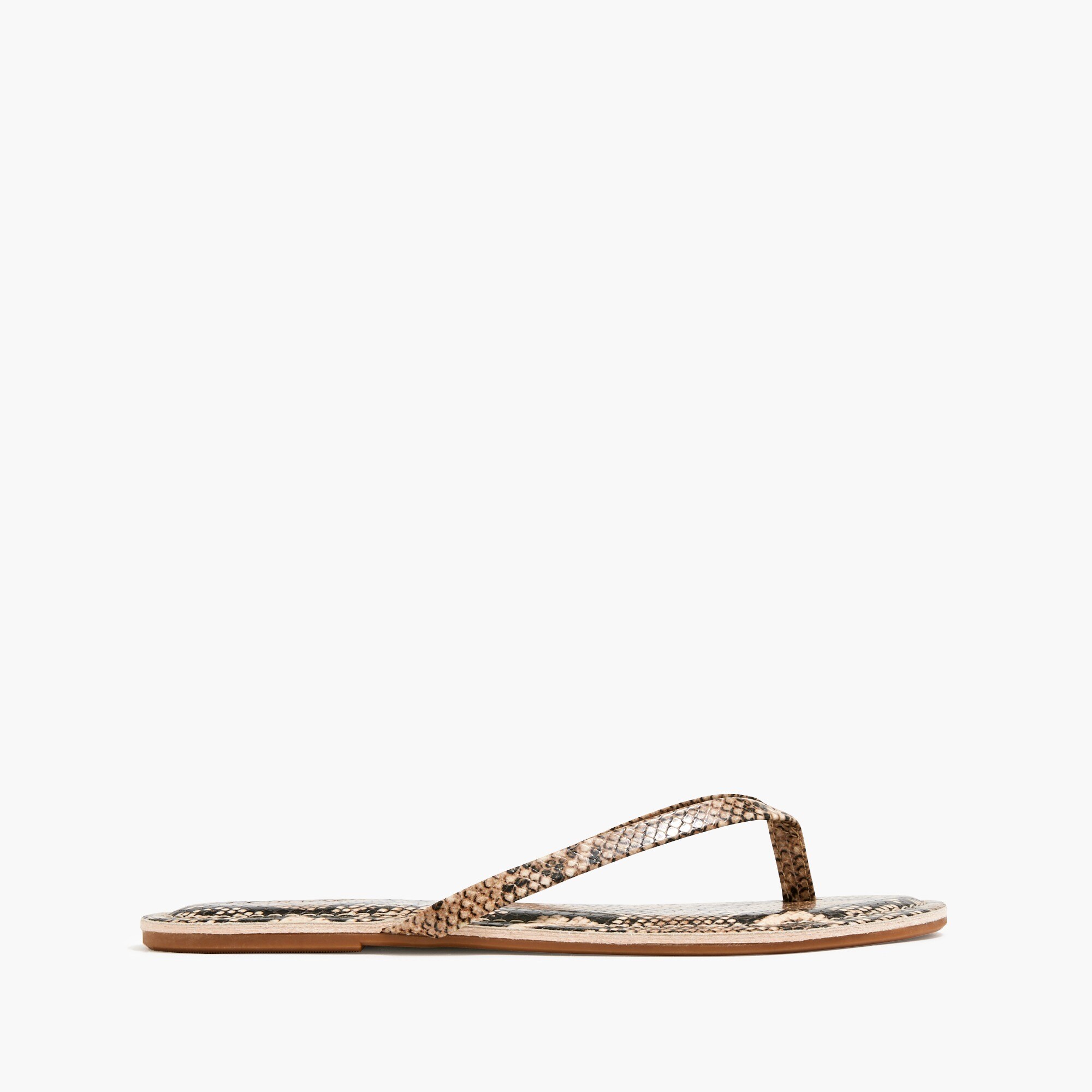 Faux-snakeskin flip flops