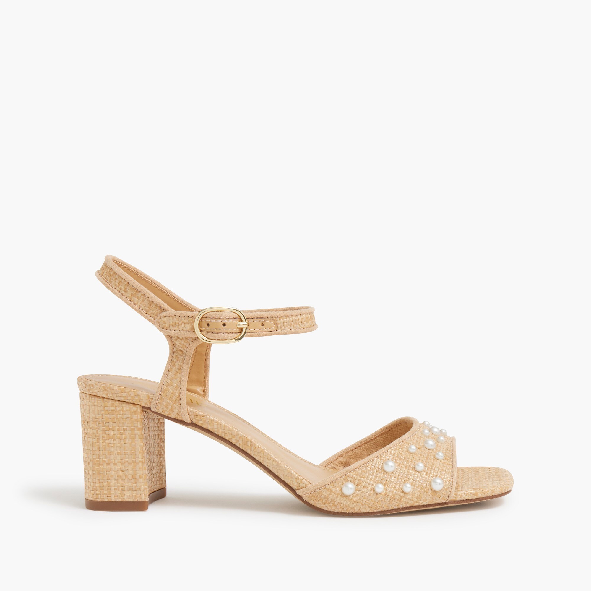 Woven pearl heeled sandals