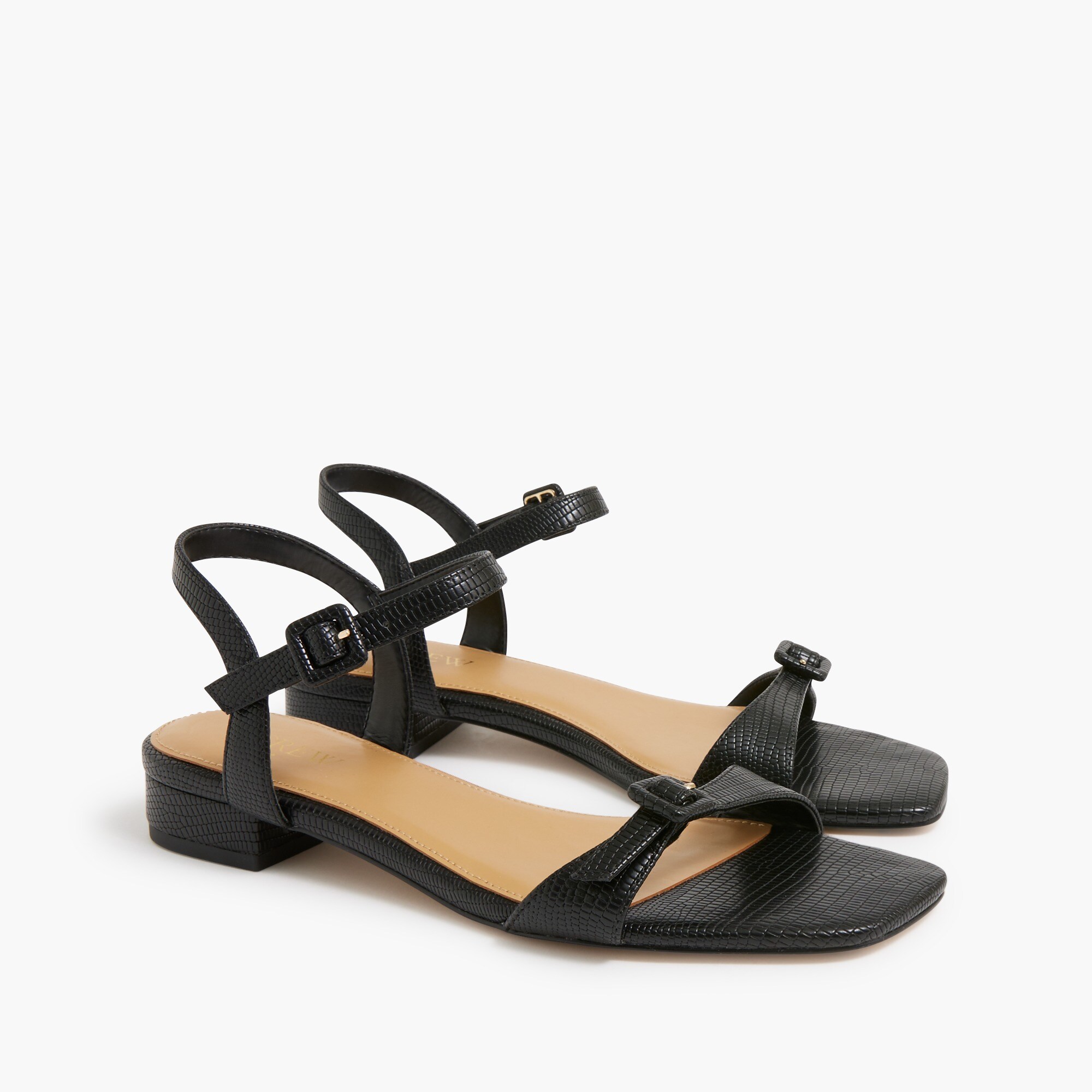 Textured ankle-strap sandals