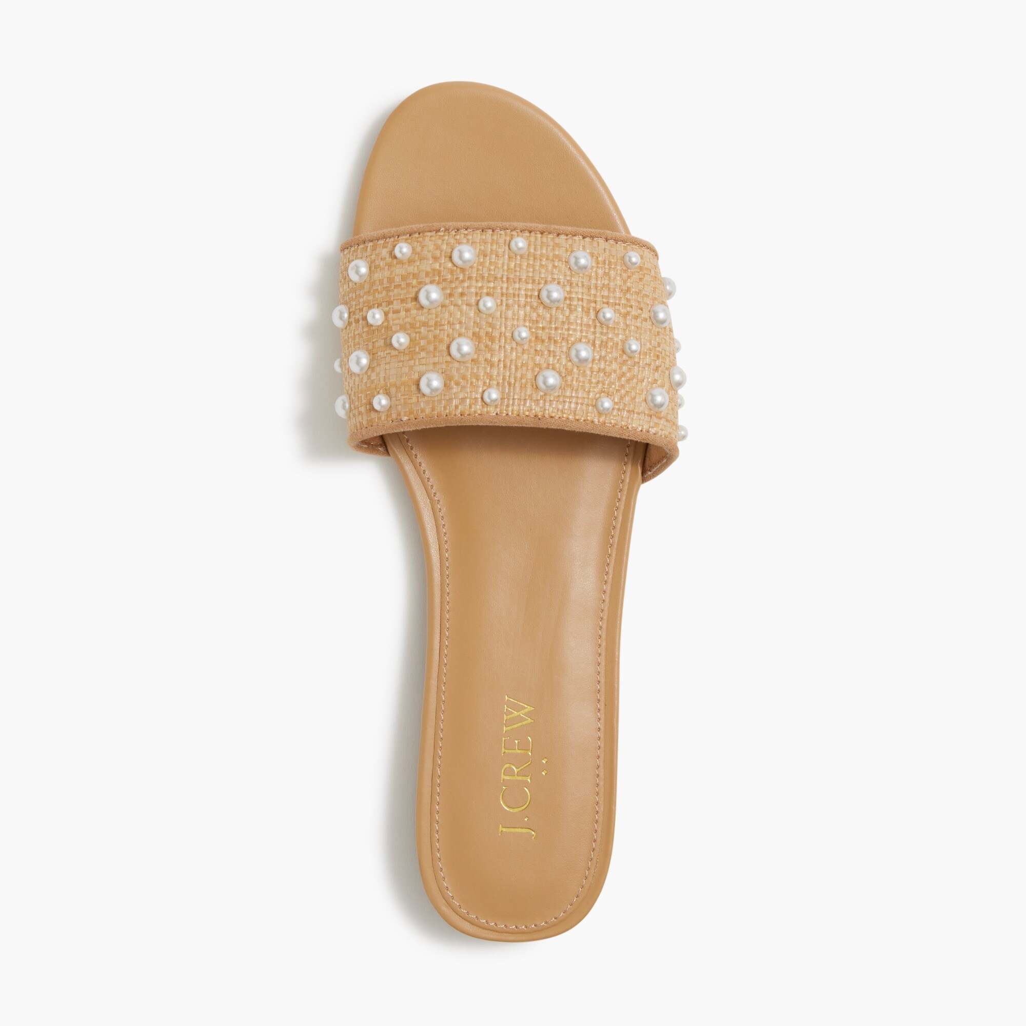 Woven pearl slide sandals